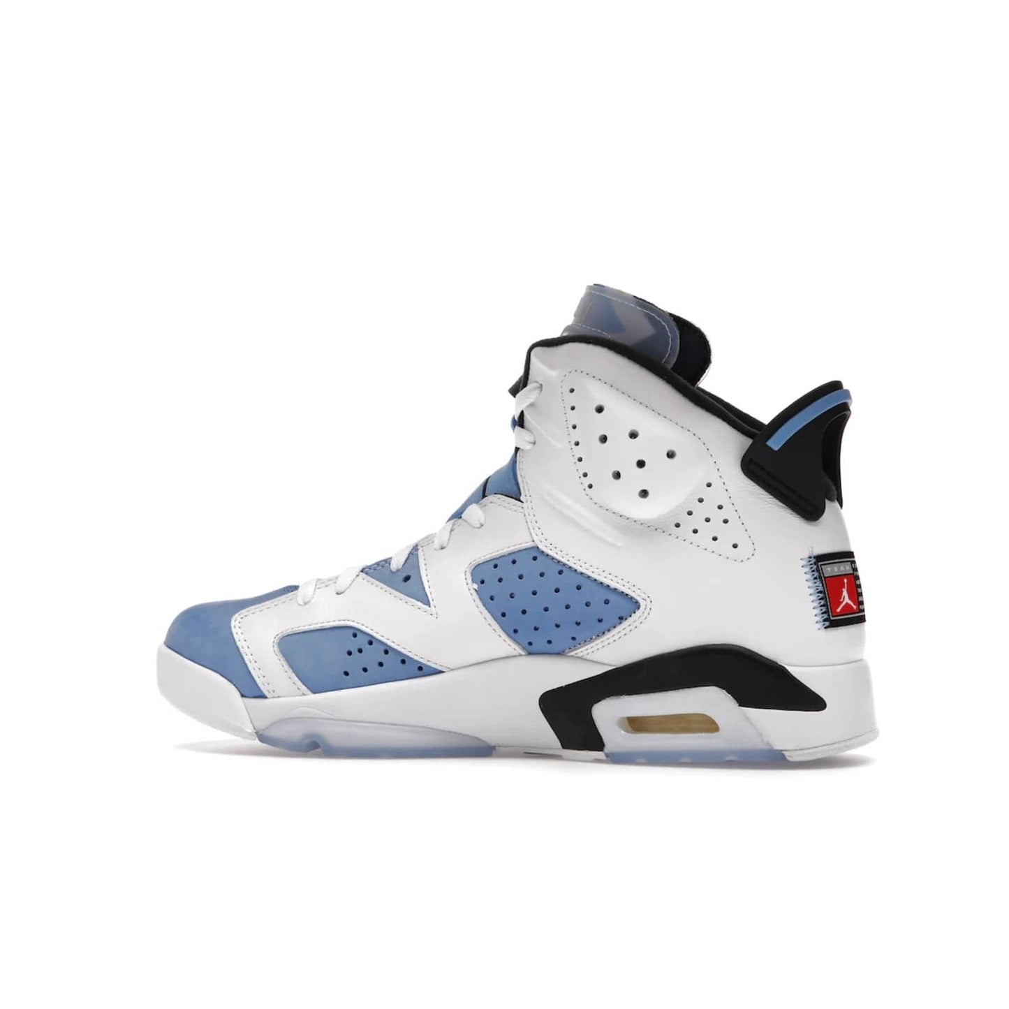 Jordan 6 Retro UNC White - Image 21 - Only at www.BallersClubKickz.com - Air Jordan 6 Retro UNC White with classic UNC colors brings nostalgia and style to a legendary silhouette. Celebrate MJ's alma mater with navy blue accents, icy semi-translucent sole and Jordan Team patch. Out March 2022 for the Sneaker Enthusiast.
