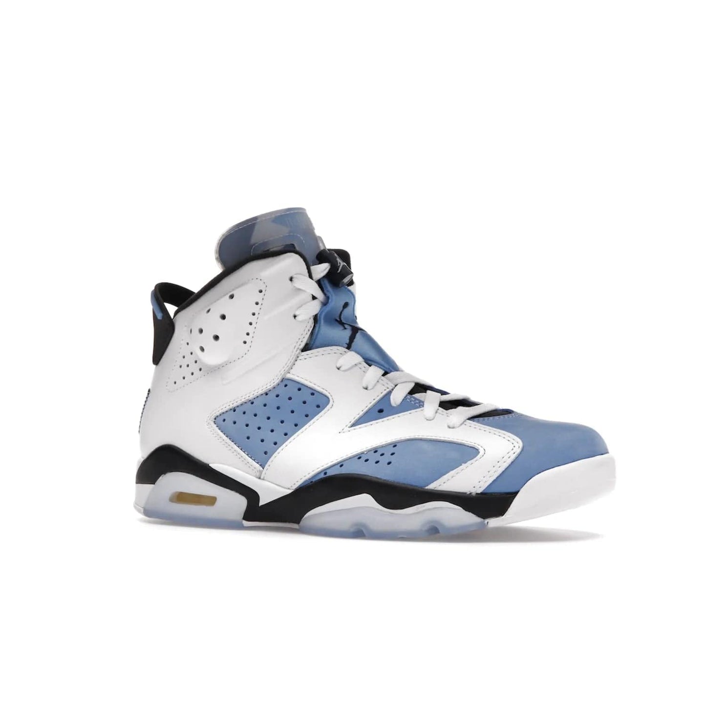 Jordan 6 Retro UNC White - Image 4 - Only at www.BallersClubKickz.com - Air Jordan 6 Retro UNC White with classic UNC colors brings nostalgia and style to a legendary silhouette. Celebrate MJ's alma mater with navy blue accents, icy semi-translucent sole and Jordan Team patch. Out March 2022 for the Sneaker Enthusiast.