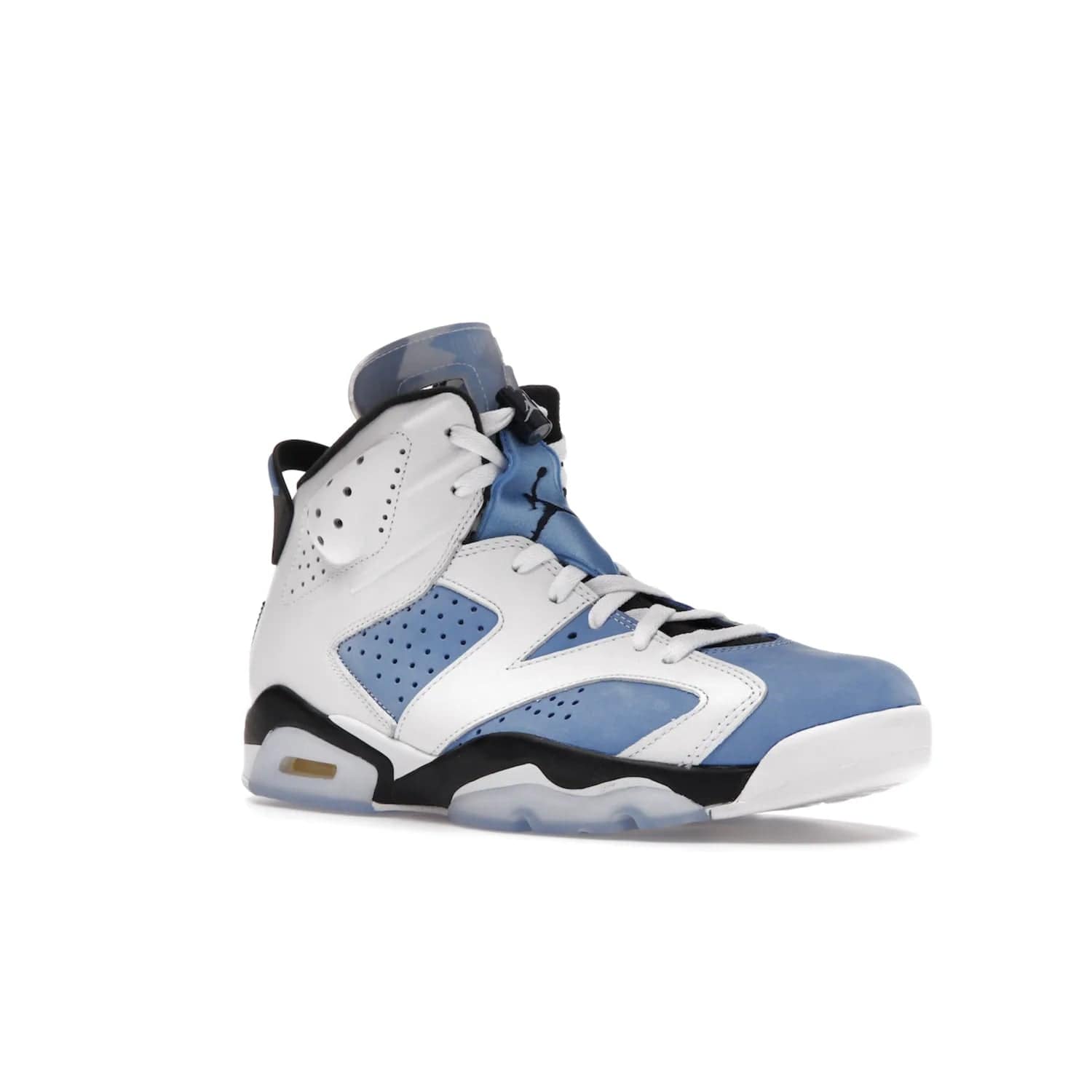 Jordan 6 Retro UNC White - Image 5 - Only at www.BallersClubKickz.com - Air Jordan 6 Retro UNC White with classic UNC colors brings nostalgia and style to a legendary silhouette. Celebrate MJ's alma mater with navy blue accents, icy semi-translucent sole and Jordan Team patch. Out March 2022 for the Sneaker Enthusiast.