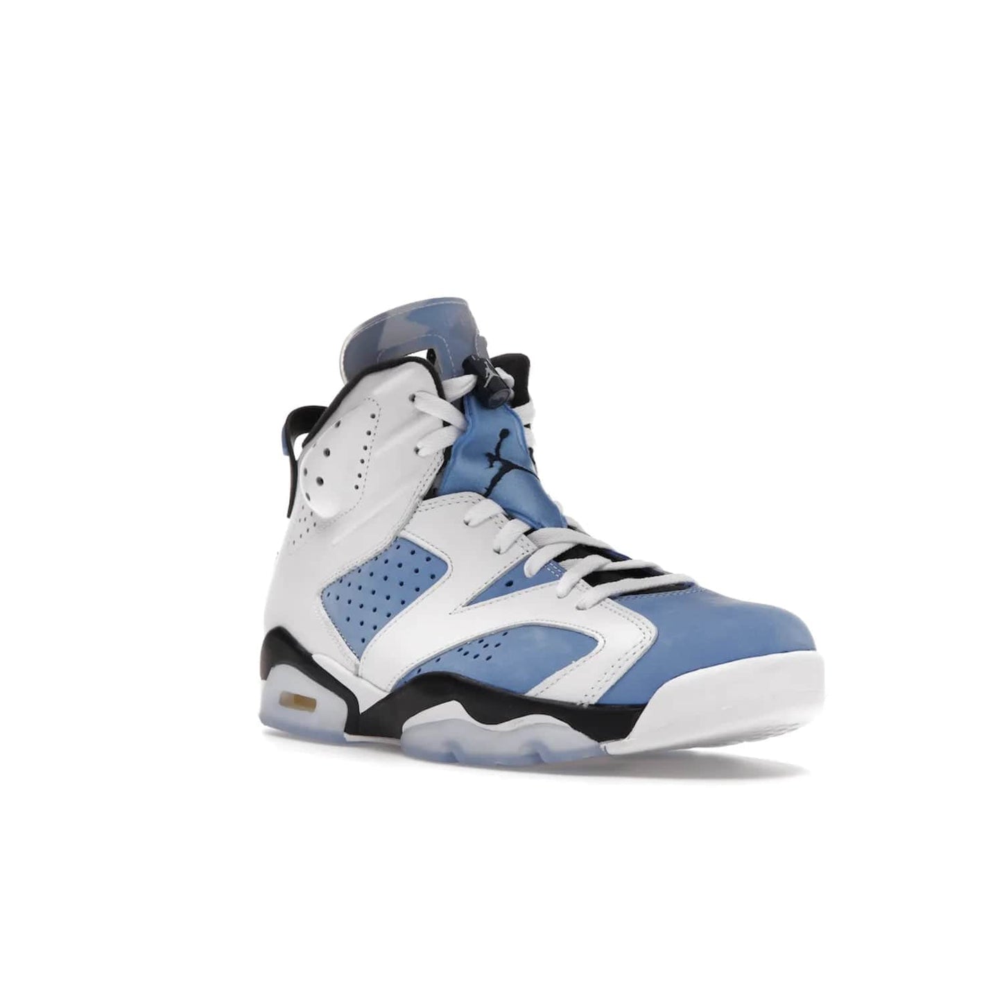 Jordan 6 Retro UNC White - Image 6 - Only at www.BallersClubKickz.com - Air Jordan 6 Retro UNC White with classic UNC colors brings nostalgia and style to a legendary silhouette. Celebrate MJ's alma mater with navy blue accents, icy semi-translucent sole and Jordan Team patch. Out March 2022 for the Sneaker Enthusiast.