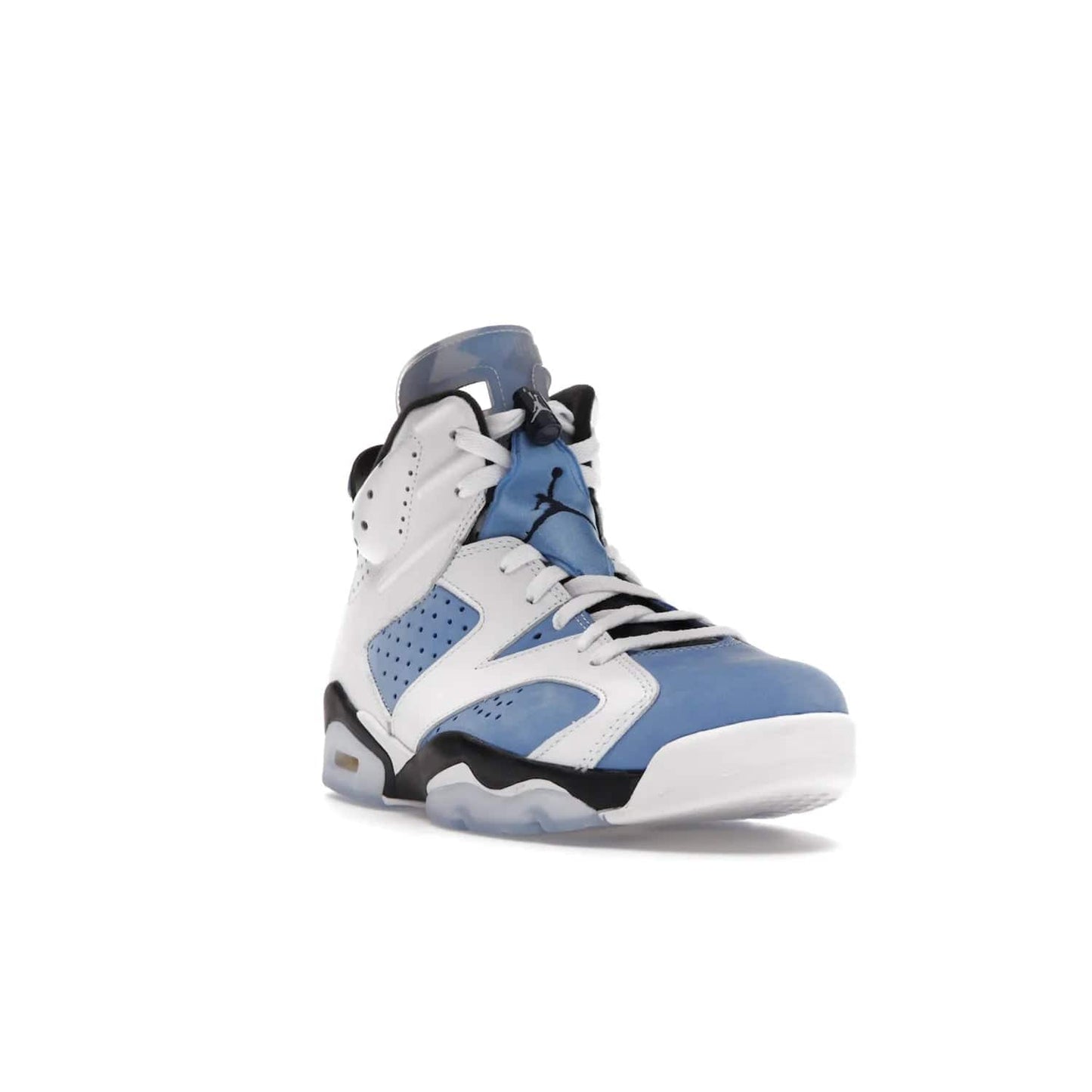Jordan 6 Retro UNC White - Image 7 - Only at www.BallersClubKickz.com - Air Jordan 6 Retro UNC White with classic UNC colors brings nostalgia and style to a legendary silhouette. Celebrate MJ's alma mater with navy blue accents, icy semi-translucent sole and Jordan Team patch. Out March 2022 for the Sneaker Enthusiast.