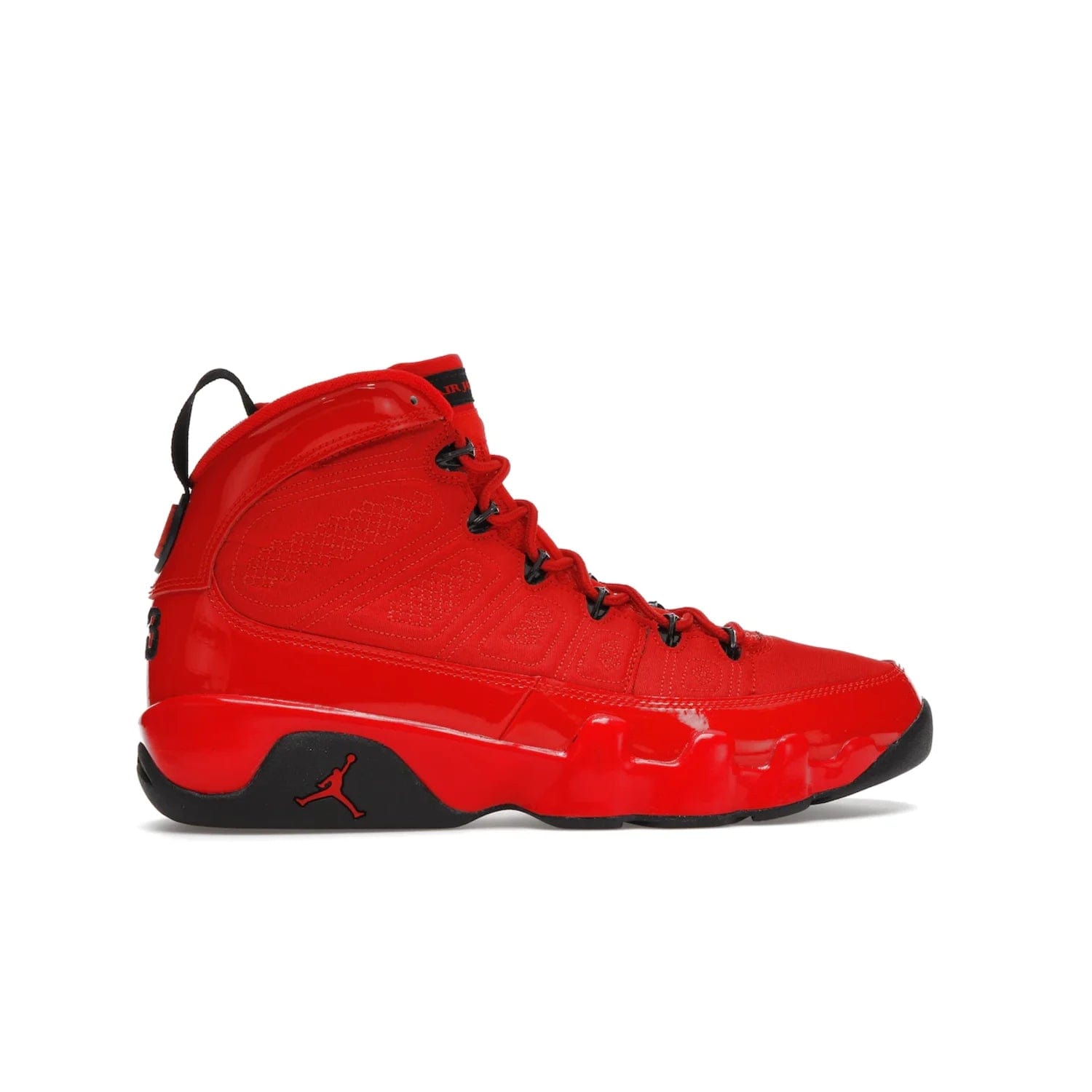 Jordan 9 Retro Chile Red - Image 36 - Only at www.BallersClubKickz.com - Score fashion points with the Air Jordan 9 Retro Chile Red. Durabuck, patent leather and quilted paneling join a muted black sole for a classic look. Get it today!