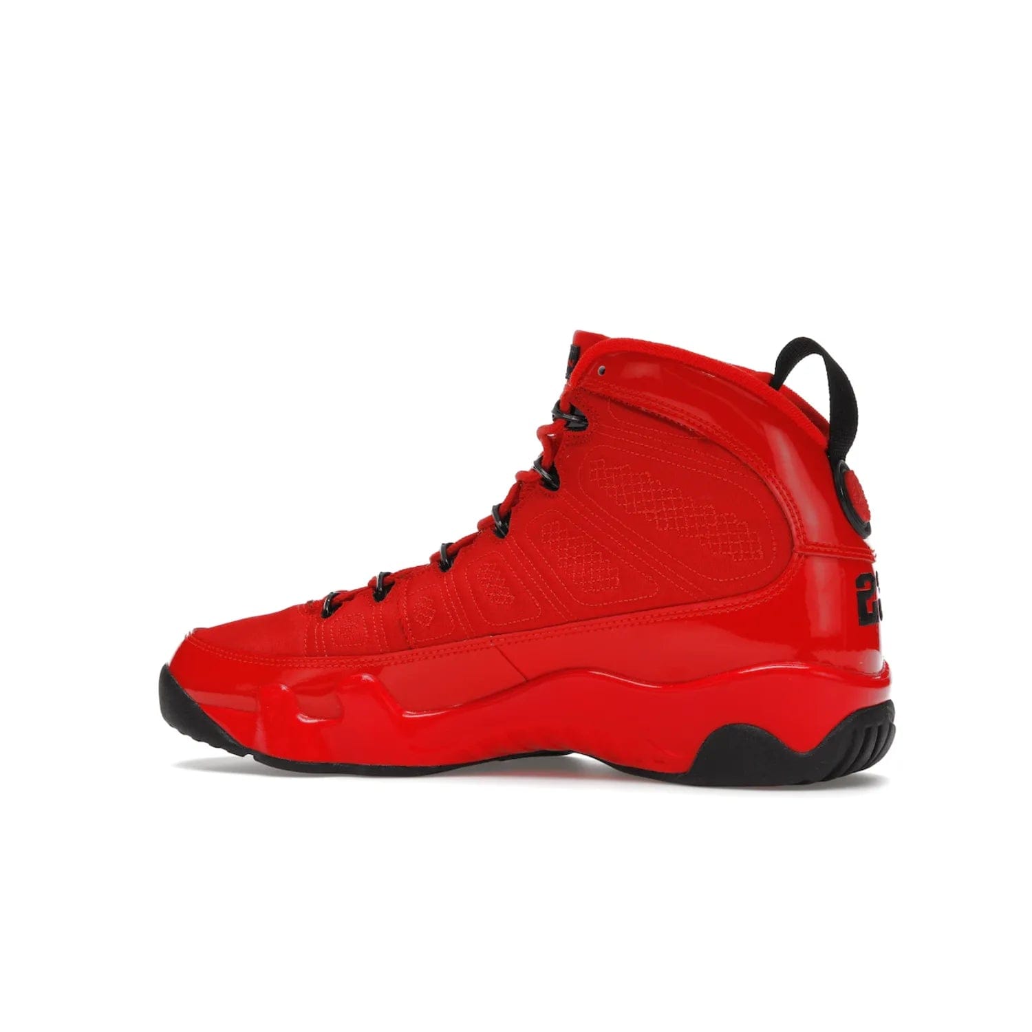 Jordan 9 Retro Chile Red - Image 21 - Only at www.BallersClubKickz.com - Score fashion points with the Air Jordan 9 Retro Chile Red. Durabuck, patent leather and quilted paneling join a muted black sole for a classic look. Get it today!