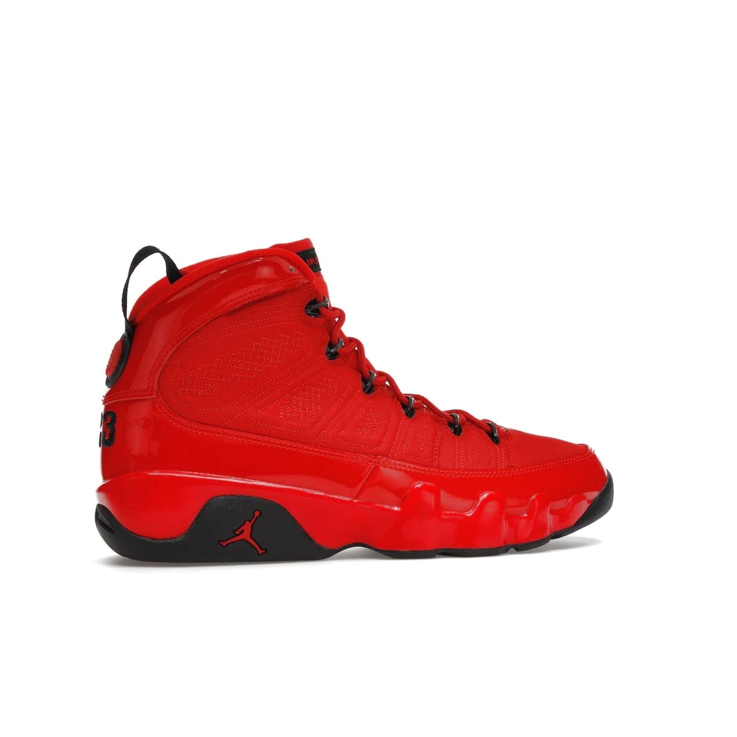Jordan 9 Retro Chile Red - Image 35 - Only at www.BallersClubKickz.com - Score fashion points with the Air Jordan 9 Retro Chile Red. Durabuck, patent leather and quilted paneling join a muted black sole for a classic look. Get it today!