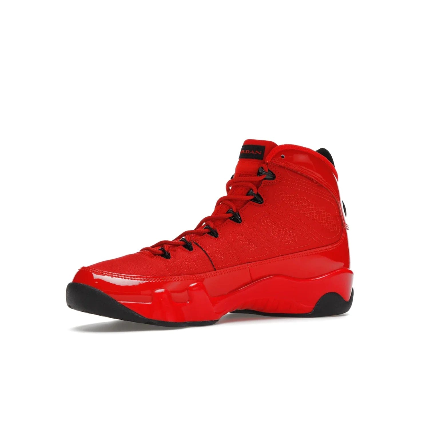 Jordan 9 Retro Chile Red - Image 16 - Only at www.BallersClubKickz.com - Score fashion points with the Air Jordan 9 Retro Chile Red. Durabuck, patent leather and quilted paneling join a muted black sole for a classic look. Get it today!