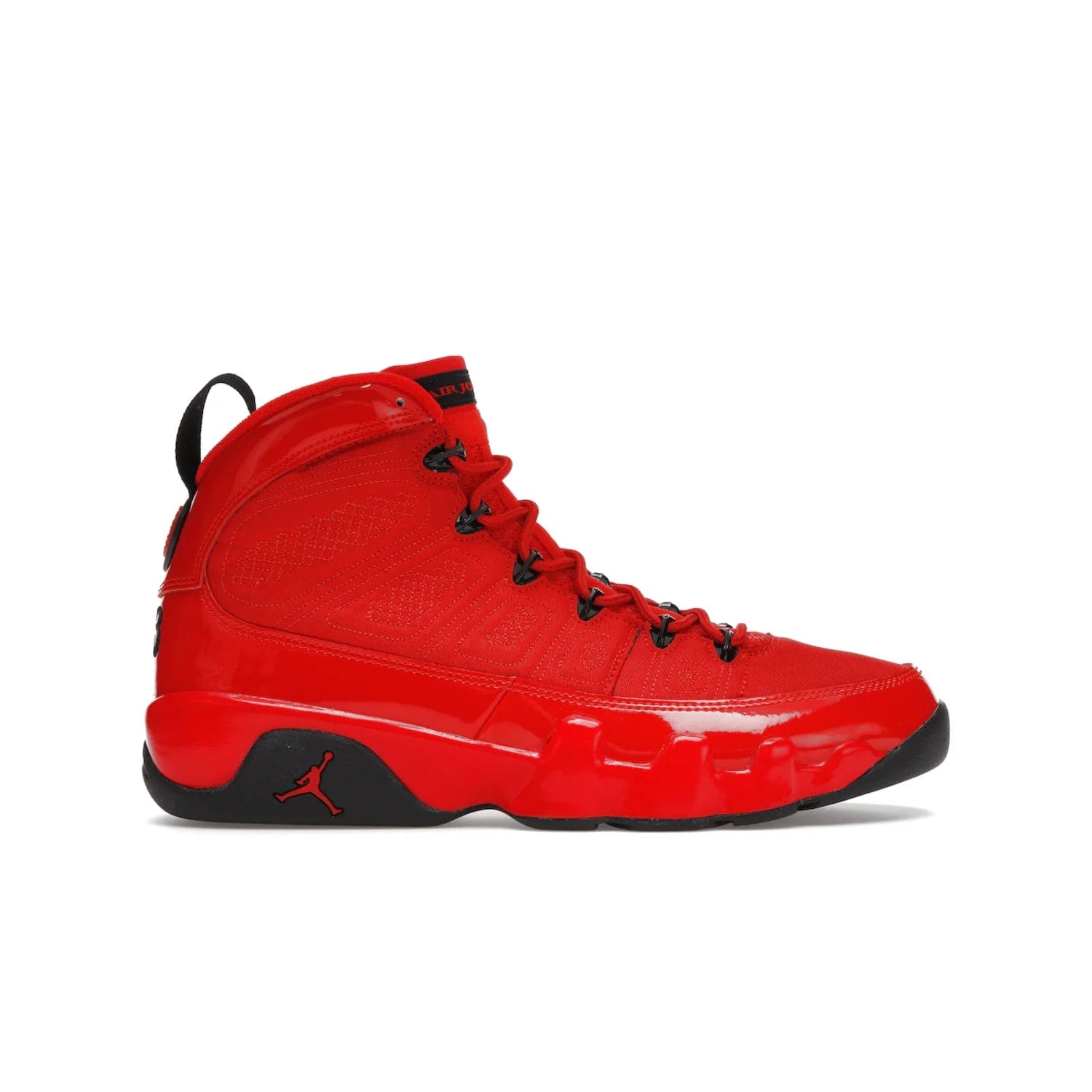 Jordan 9 Retro Chile Red - Image 1 - Only at www.BallersClubKickz.com - Score fashion points with the Air Jordan 9 Retro Chile Red. Durabuck, patent leather and quilted paneling join a muted black sole for a classic look. Get it today!