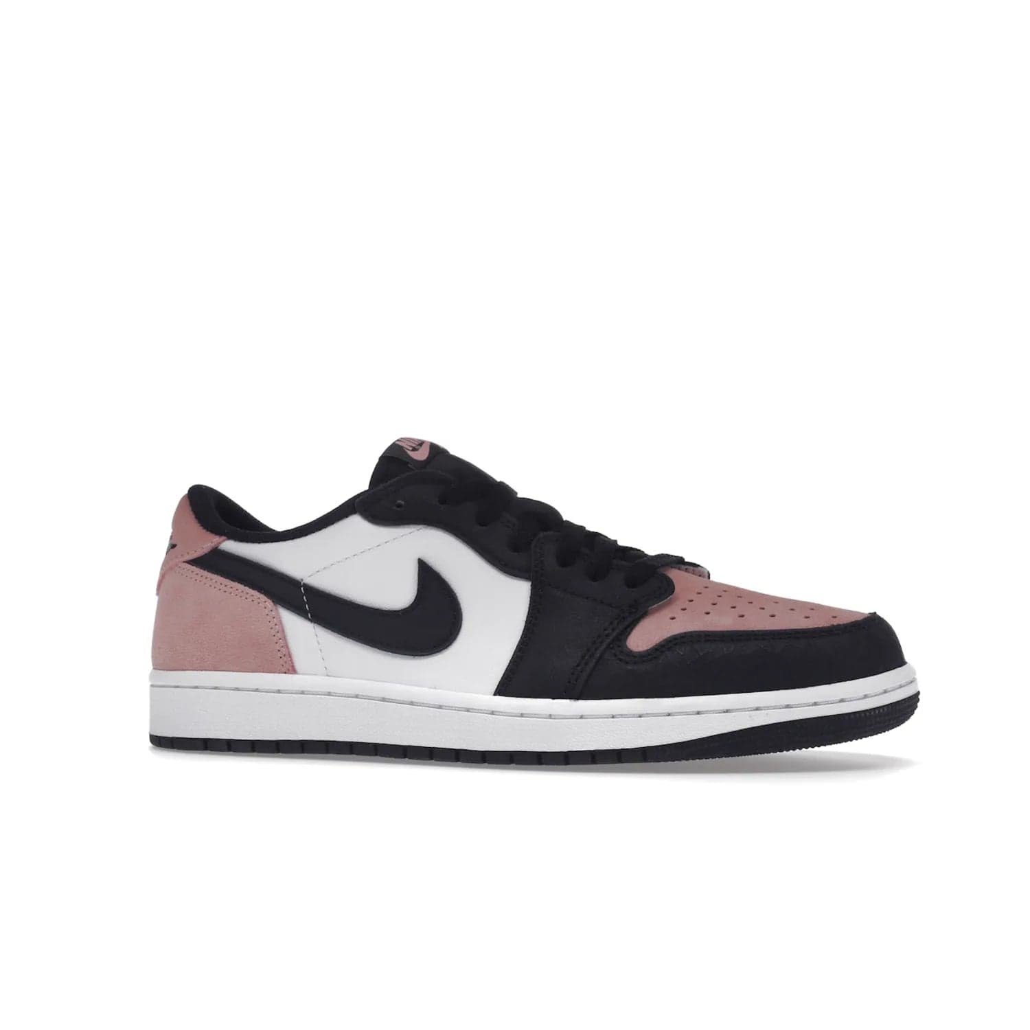 Jordan 1 Low OG Bleached Coral - Image 3 - Only at www.BallersClubKickz.com - Introducing the Air Jordan 1 Low OG Bleached Coral. Constructed with white leather, black cracked leather & Bleached Coral suede. Signature Jordan Wings logo, white Air sole. Get the pack in July 2022 and stand out.