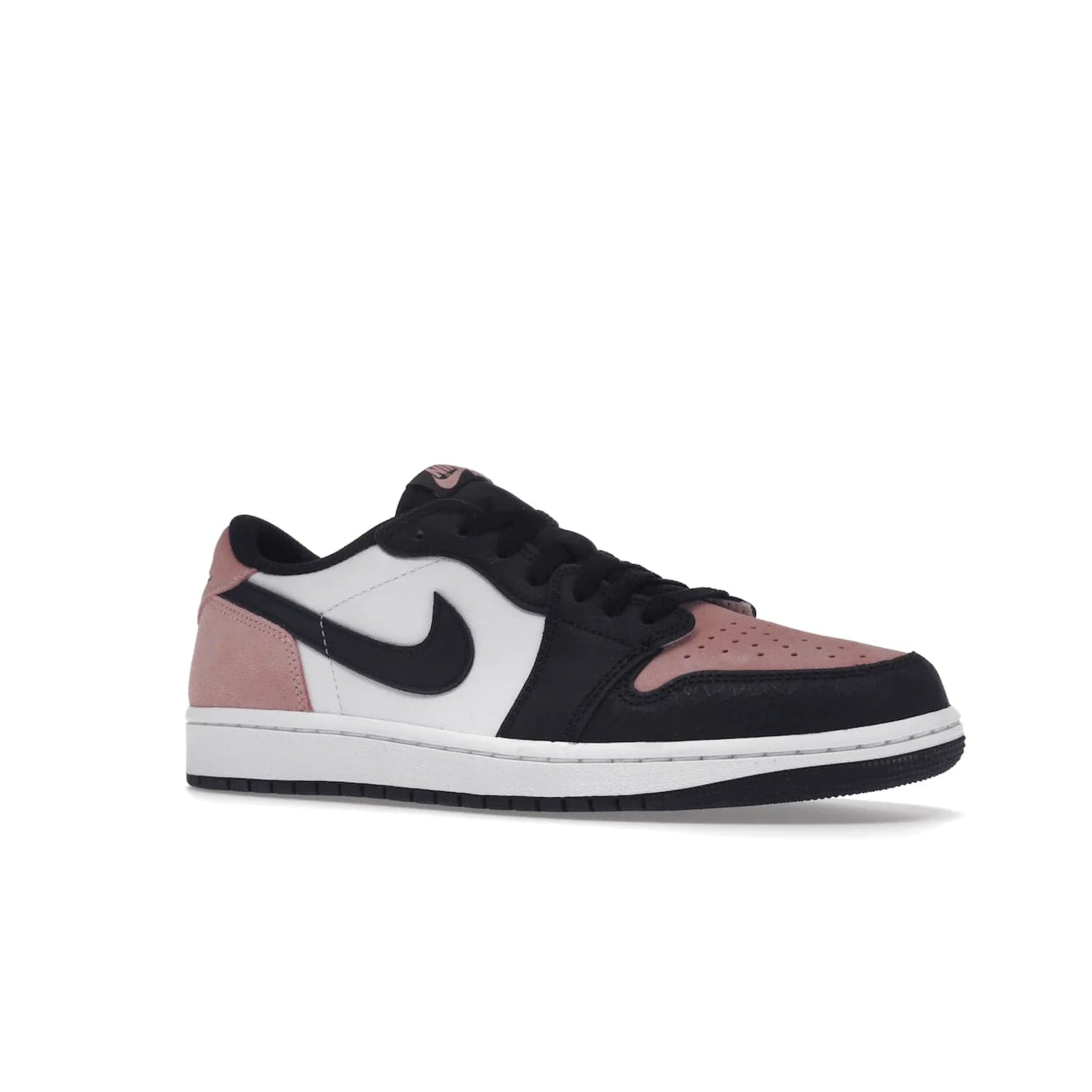 Jordan 1 Low OG Bleached Coral - Image 4 - Only at www.BallersClubKickz.com - Introducing the Air Jordan 1 Low OG Bleached Coral. Constructed with white leather, black cracked leather & Bleached Coral suede. Signature Jordan Wings logo, white Air sole. Get the pack in July 2022 and stand out.
