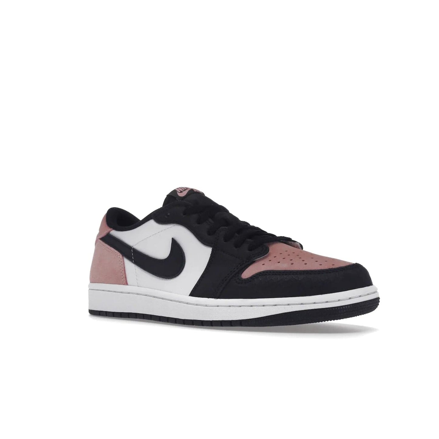 Jordan 1 Low OG Bleached Coral - Image 5 - Only at www.BallersClubKickz.com - Introducing the Air Jordan 1 Low OG Bleached Coral. Constructed with white leather, black cracked leather & Bleached Coral suede. Signature Jordan Wings logo, white Air sole. Get the pack in July 2022 and stand out.