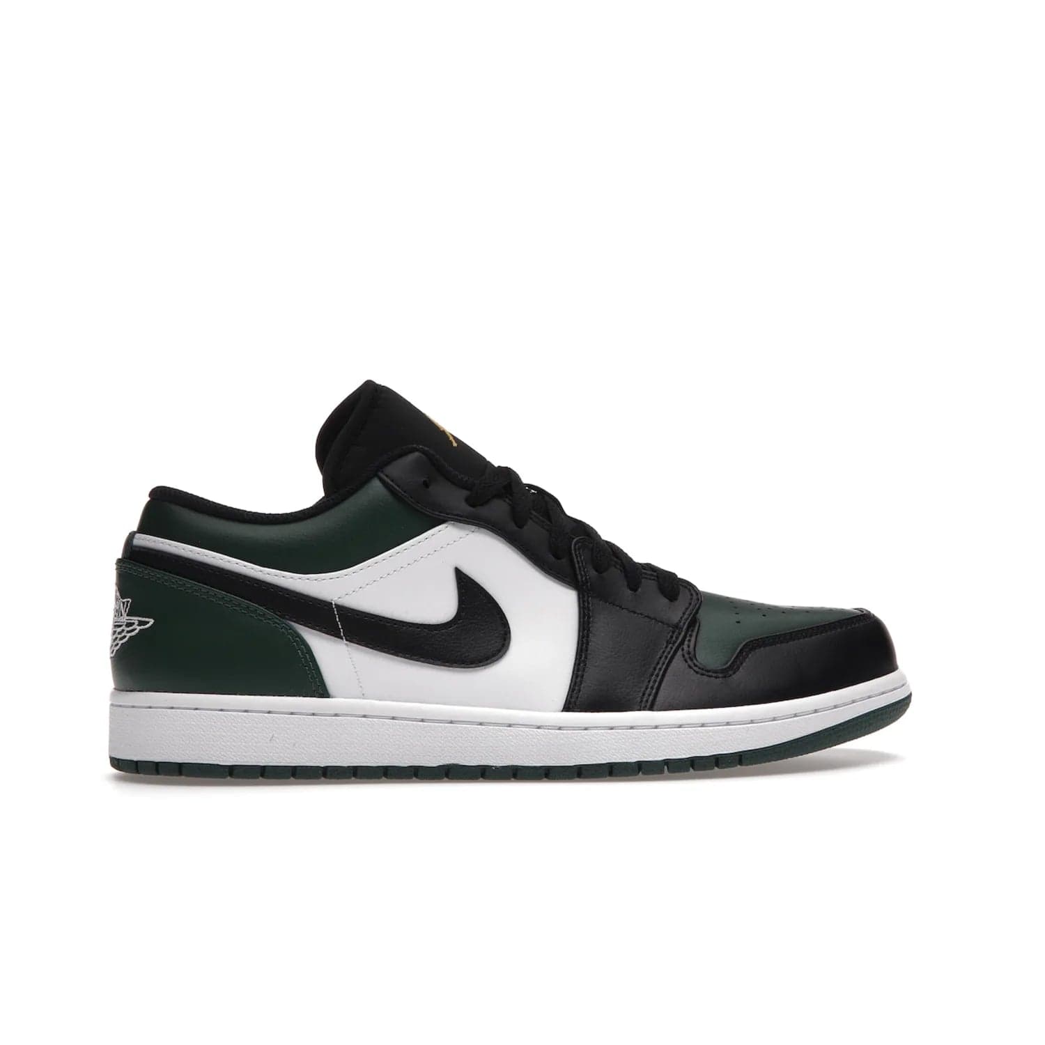 Jordan 1 Low Green Toe - Image 36 - Only at www.BallersClubKickz.com - The Jordan 1 Low Green Toe features white, black and Noble Green leather with black Swoosh. Get the classic Bred Toe-inspired color blocking with green perforated toe box. White and green Air sole completes the design. Released in October 2021 at only $100. Grab your pair now!