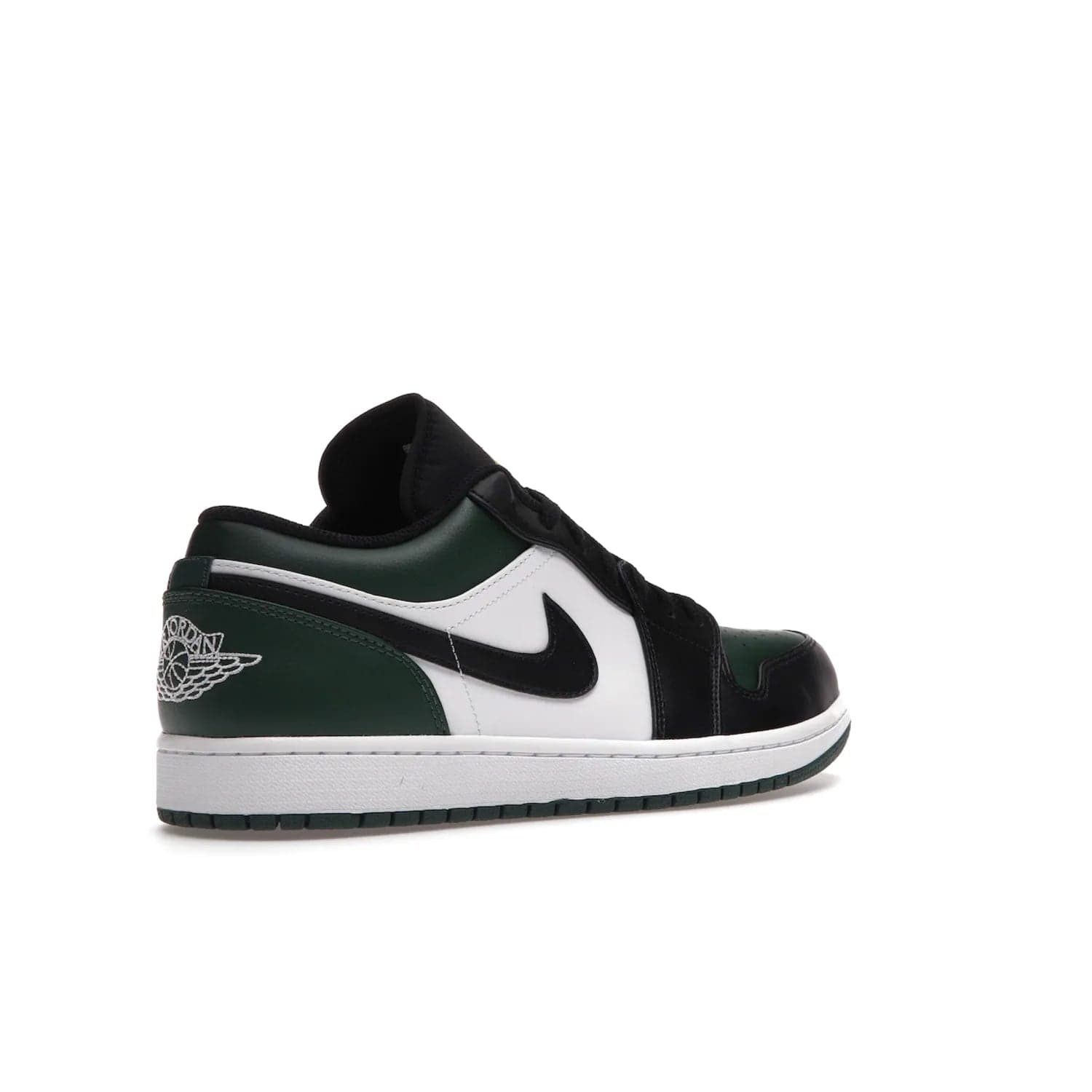 Jordan 1 Low Green Toe - Image 33 - Only at www.BallersClubKickz.com - The Jordan 1 Low Green Toe features white, black and Noble Green leather with black Swoosh. Get the classic Bred Toe-inspired color blocking with green perforated toe box. White and green Air sole completes the design. Released in October 2021 at only $100. Grab your pair now!