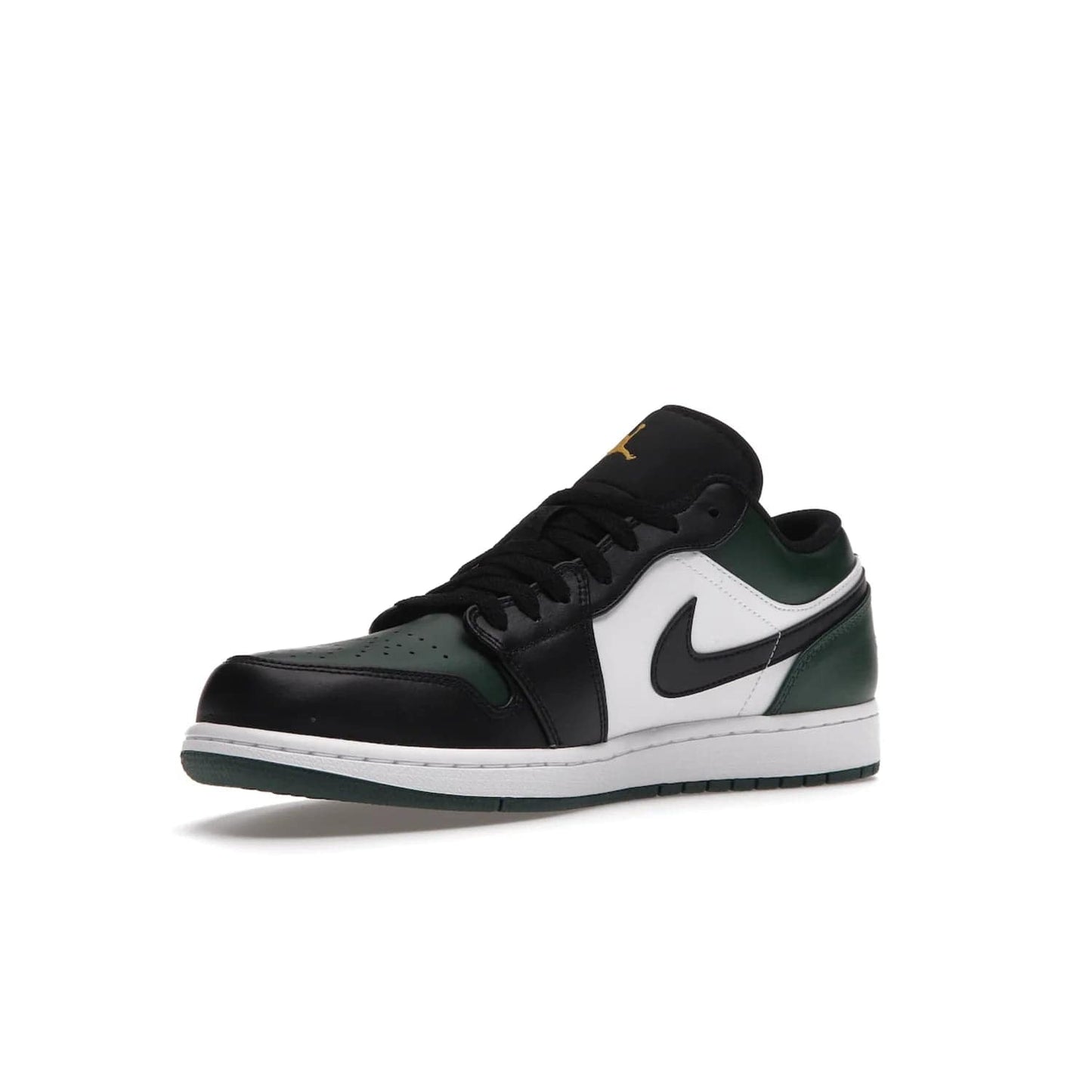 Jordan 1 Low Green Toe - Image 15 - Only at www.BallersClubKickz.com - The Jordan 1 Low Green Toe features white, black and Noble Green leather with black Swoosh. Get the classic Bred Toe-inspired color blocking with green perforated toe box. White and green Air sole completes the design. Released in October 2021 at only $100. Grab your pair now!