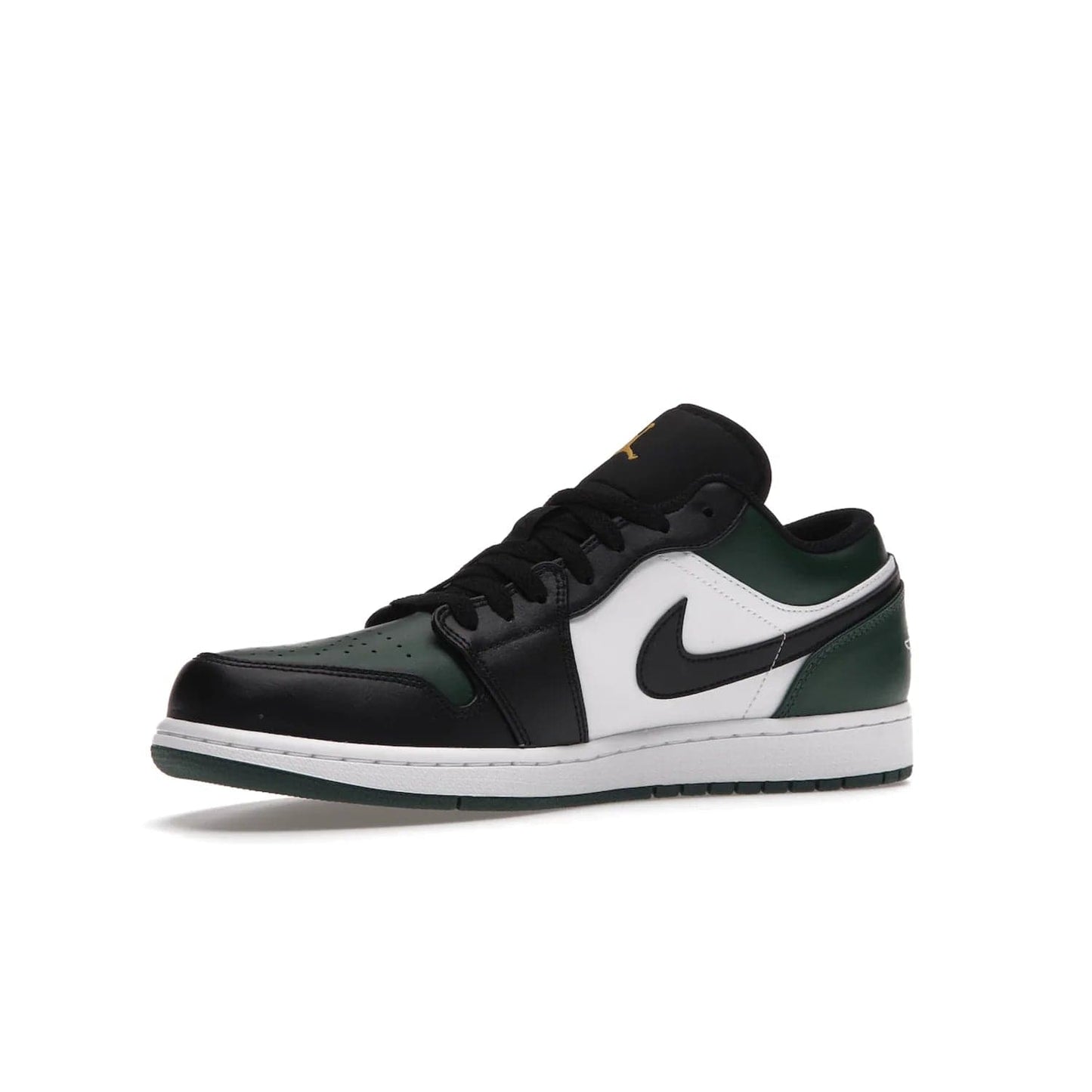 Jordan 1 Low Green Toe - Image 16 - Only at www.BallersClubKickz.com - The Jordan 1 Low Green Toe features white, black and Noble Green leather with black Swoosh. Get the classic Bred Toe-inspired color blocking with green perforated toe box. White and green Air sole completes the design. Released in October 2021 at only $100. Grab your pair now!