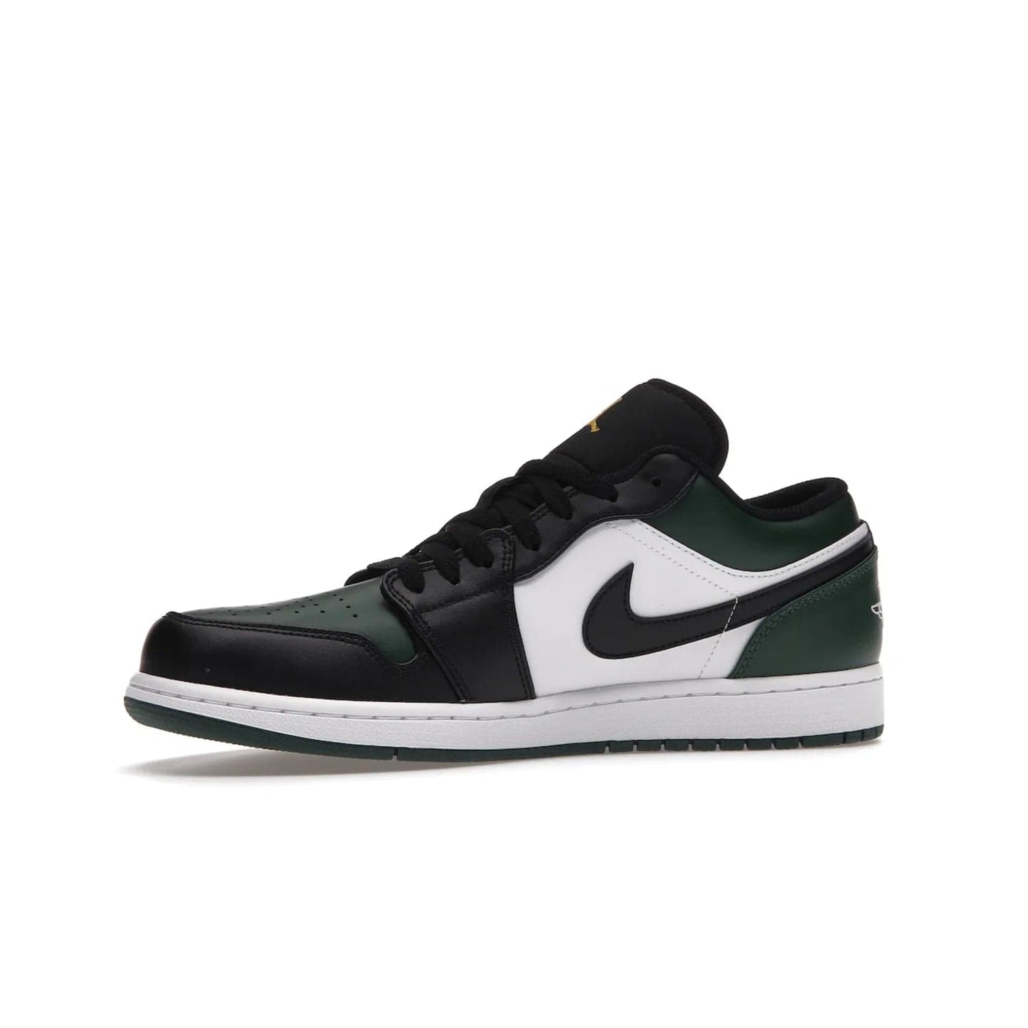 Jordan 1 Low Green Toe - Image 17 - Only at www.BallersClubKickz.com - The Jordan 1 Low Green Toe features white, black and Noble Green leather with black Swoosh. Get the classic Bred Toe-inspired color blocking with green perforated toe box. White and green Air sole completes the design. Released in October 2021 at only $100. Grab your pair now!