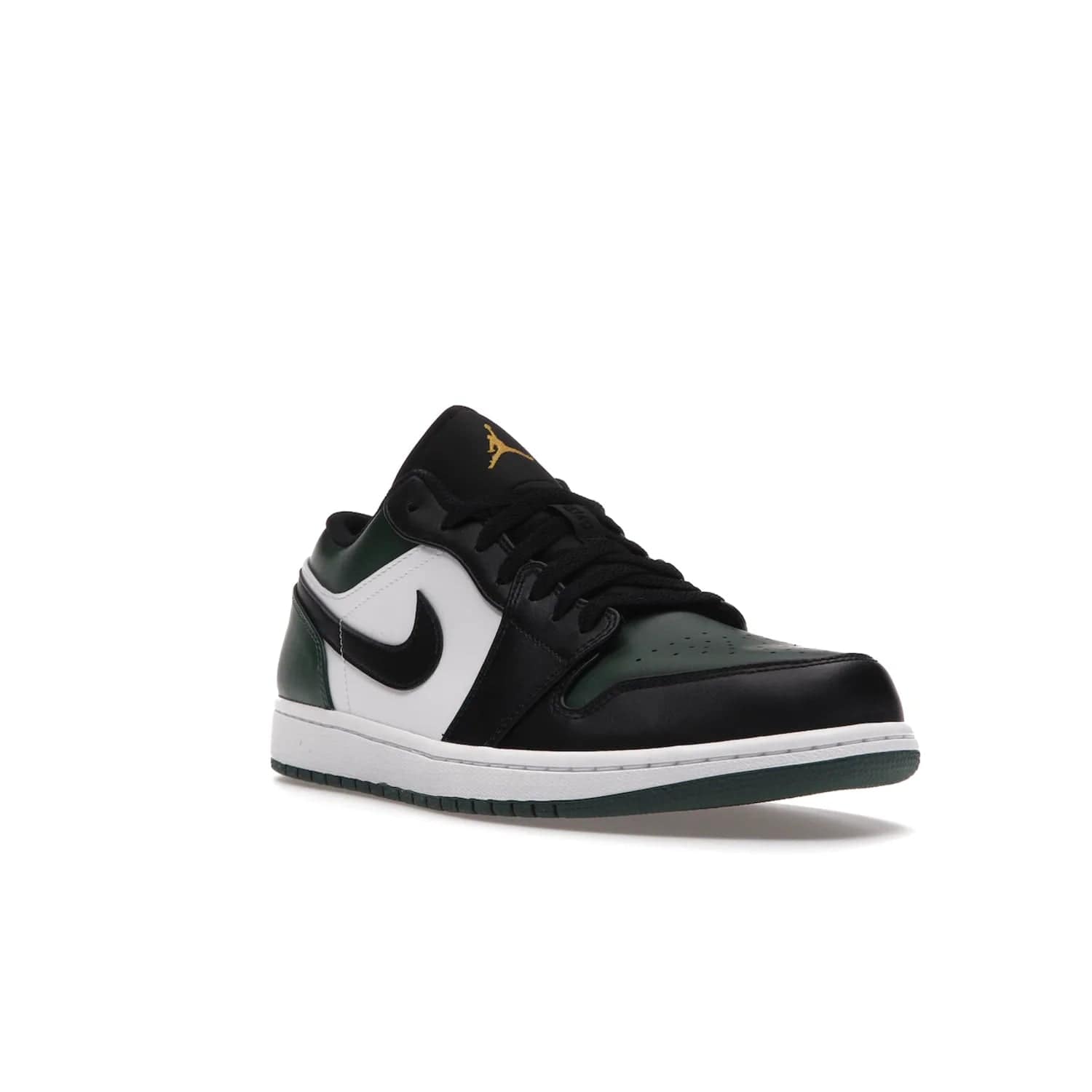 Jordan 1 Low Green Toe - Image 6 - Only at www.BallersClubKickz.com - The Jordan 1 Low Green Toe features white, black and Noble Green leather with black Swoosh. Get the classic Bred Toe-inspired color blocking with green perforated toe box. White and green Air sole completes the design. Released in October 2021 at only $100. Grab your pair now!