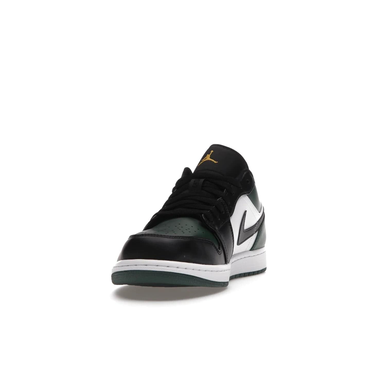 Jordan 1 Low Green Toe - Image 12 - Only at www.BallersClubKickz.com - The Jordan 1 Low Green Toe features white, black and Noble Green leather with black Swoosh. Get the classic Bred Toe-inspired color blocking with green perforated toe box. White and green Air sole completes the design. Released in October 2021 at only $100. Grab your pair now!
