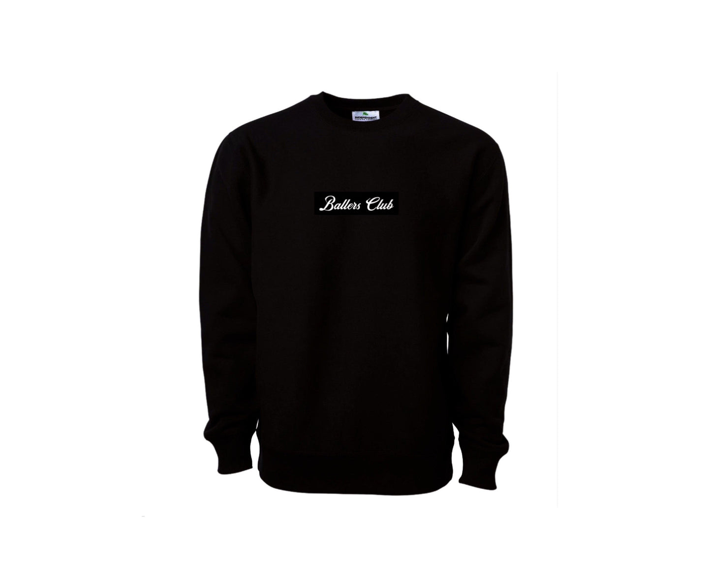 Exclusive Ballers Club Box Logo Crewneck Sweatshirt - Image 02 - Only at www.BallersClubKickz.com - This is an Exclusive Ballers Club Men's Premium Heavyweight Cross-Grain Box Logo Crewneck Sweatshirt. This crewneck sweatshirt features 13.5oz/450gm of 3-End brushed back fleece fabric with a 20 singles 100% Ring Spun Cotton.