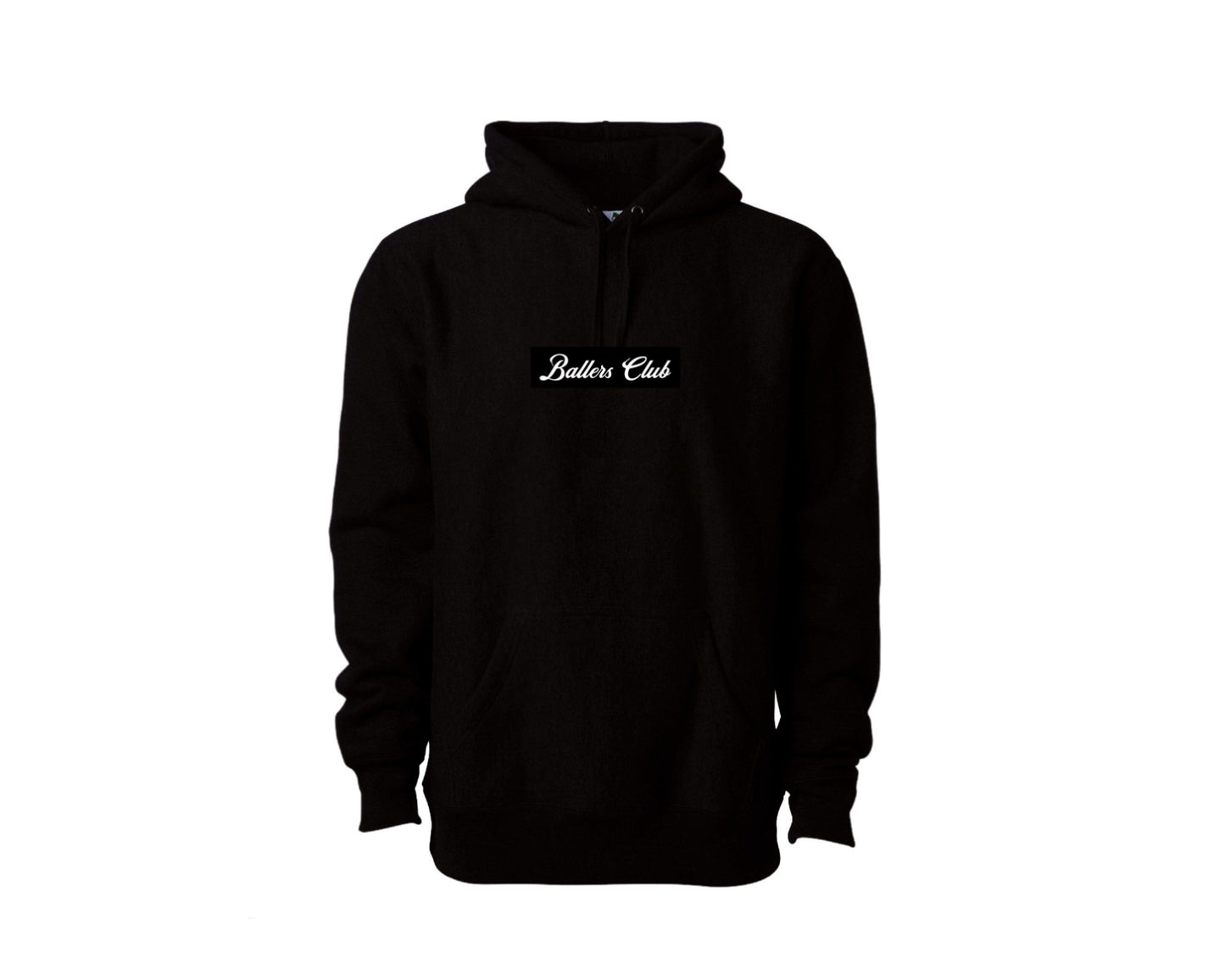 Exclusive Ballers Club Box Logo Hooded Pullover - Image 02 - Only at www.BallersClubKickz.com - This is an Exclusive Ballers Club Men's Premium Heavyweight Cross-Grain Box Logo Hooded Pullover. This hooded pullover features 13.5oz/450gm of 3-End brushed back fleece fabric with a 20 singles 100% Ring Spun Cotton.