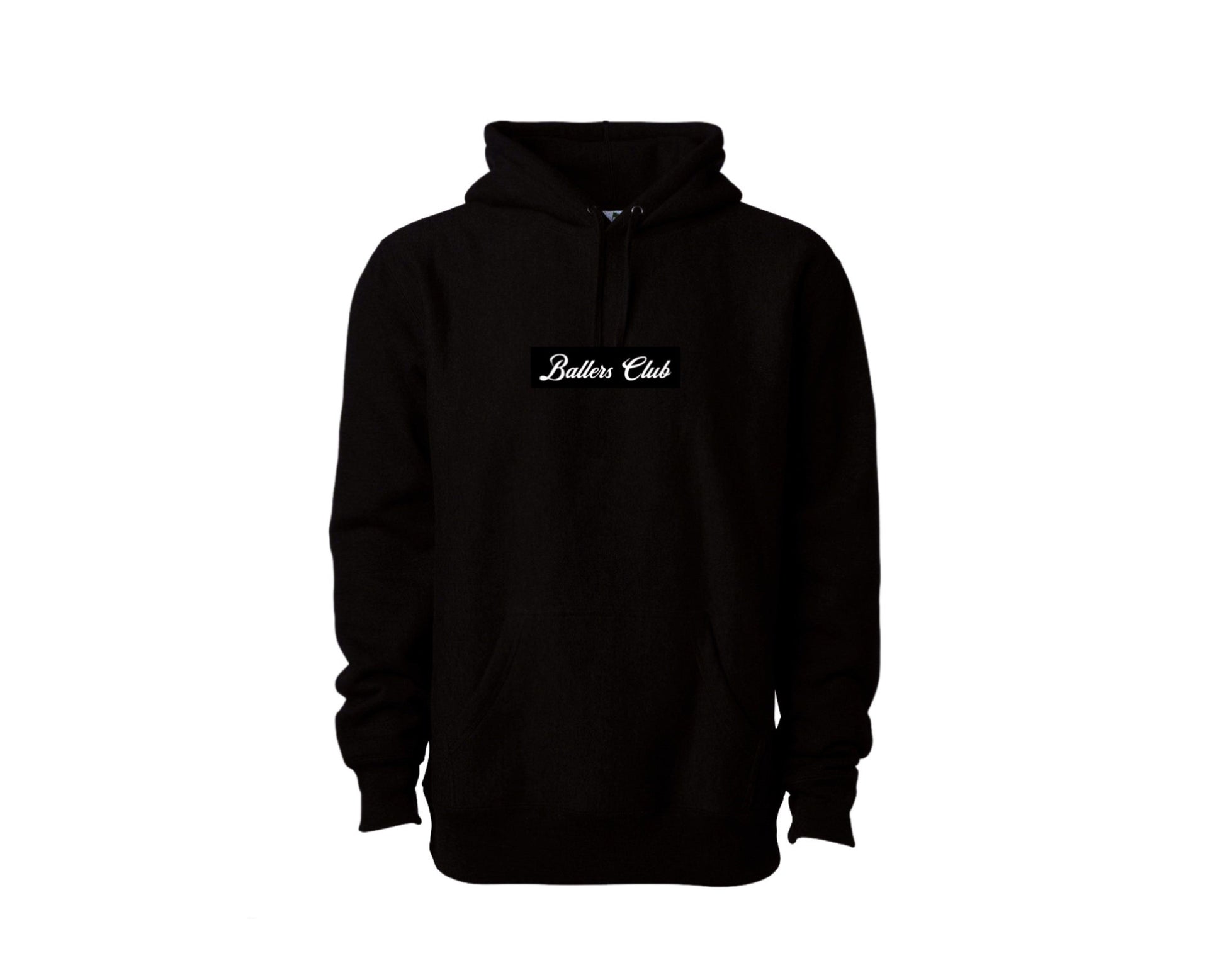 Exclusive Ballers Club Box Logo Hooded Pullover - Image 02 - Only at www.BallersClubKickz.com - This is an Exclusive Ballers Club Men's Premium Heavyweight Cross-Grain Box Logo Hooded Pullover. This hooded pullover features 13.5oz/450gm of 3-End brushed back fleece fabric with a 20 singles 100% Ring Spun Cotton.