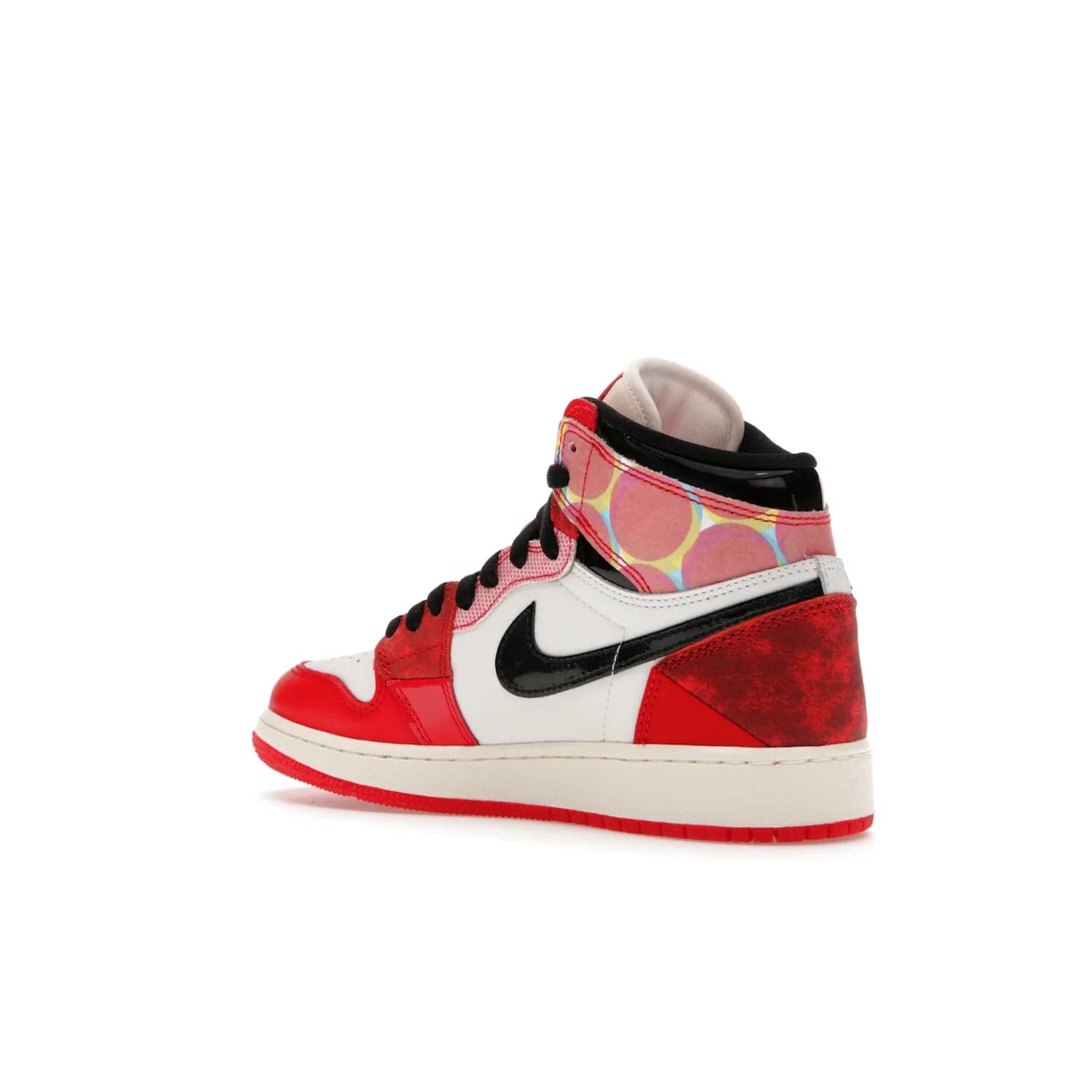 Jordan 1 High OG Spider-Man Across the Spider-Verse (GS) - Image 23 - Only at www.BallersClubKickz.com - Iconic basketball style Jordan 1 High OG Spider-Man Across the Spider-Verse hits the streets May 20th. University Red, Black, and White colorblocking and sleek design will make this shoe a must-have.