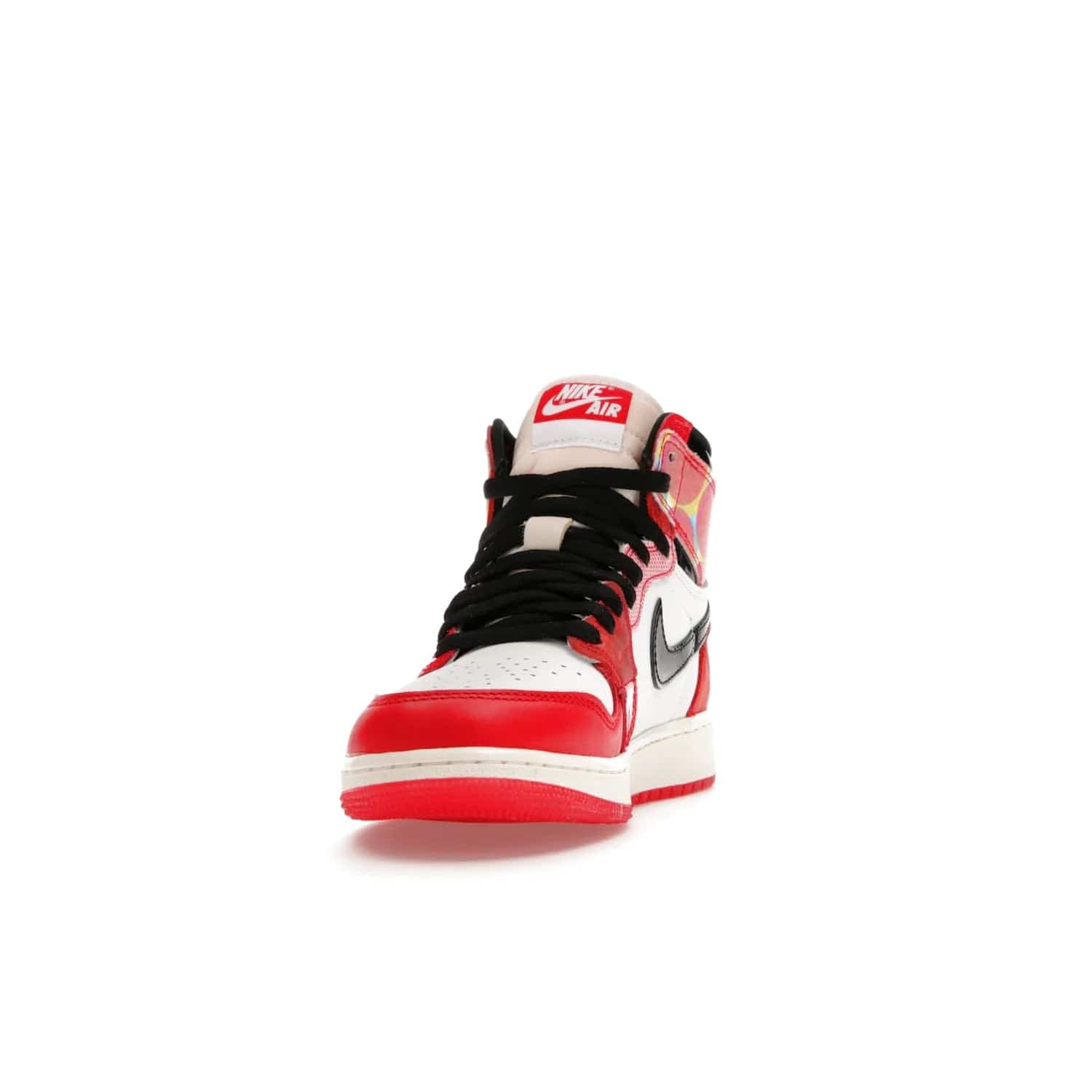 Jordan 1 High OG Spider-Man Across the Spider-Verse (GS) - Image 12 - Only at www.BallersClubKickz.com - Iconic basketball style Jordan 1 High OG Spider-Man Across the Spider-Verse hits the streets May 20th. University Red, Black, and White colorblocking and sleek design will make this shoe a must-have.