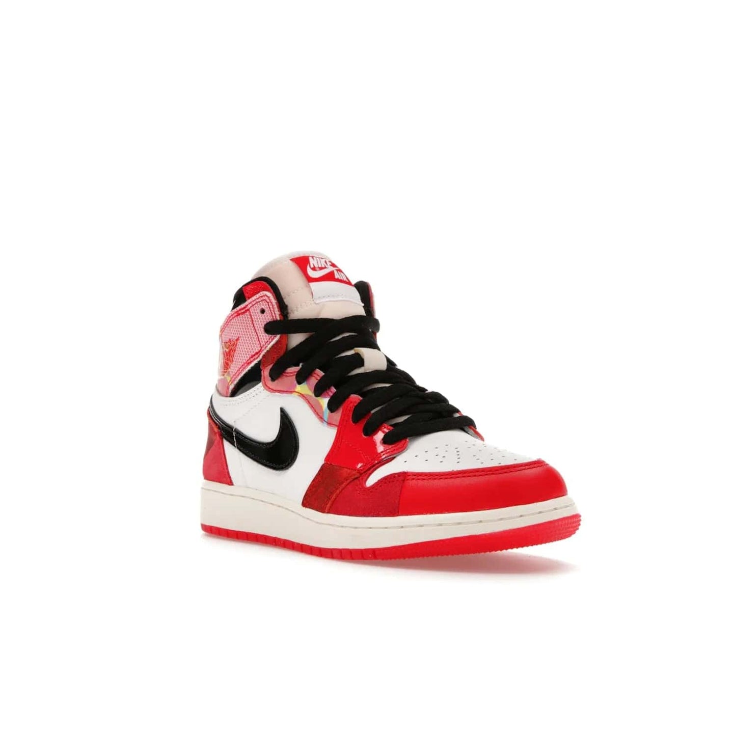 Jordan 1 High OG Spider-Man Across the Spider-Verse (GS) - Image 6 - Only at www.BallersClubKickz.com - Iconic basketball style Jordan 1 High OG Spider-Man Across the Spider-Verse hits the streets May 20th. University Red, Black, and White colorblocking and sleek design will make this shoe a must-have.