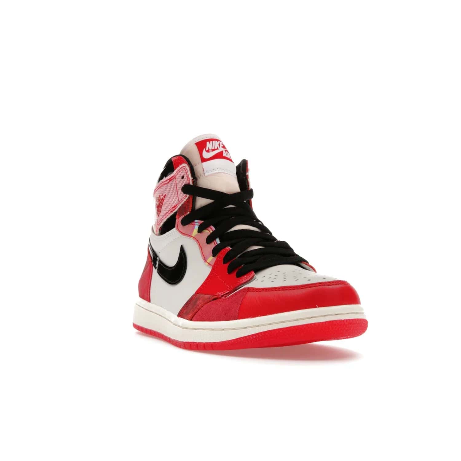 Jordan 1 High OG Spider-Man Across the Spider-Verse - Image 7 - Only at www.BallersClubKickz.com - Shop the limited edition Nike and Jordan Brand Air Jordan 1 High OG Spider-Man Across the Spider-Verse. Featuring an eye-catching pattern and premium materials, this unique streetwear piece releases May 20, 2023.