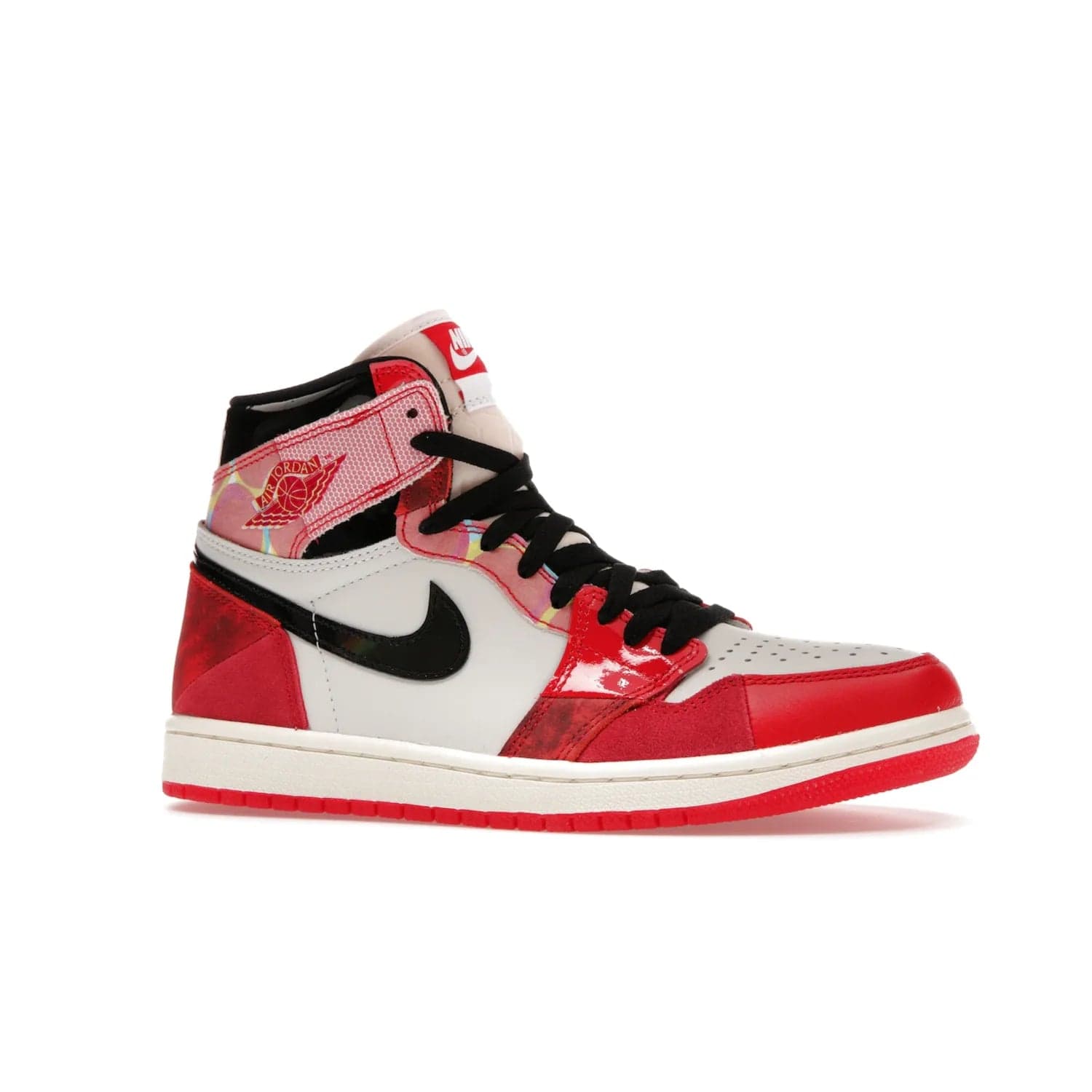 Jordan 1 High OG Spider-Man Across the Spider-Verse - Image 3 - Only at www.BallersClubKickz.com - Shop the limited edition Nike and Jordan Brand Air Jordan 1 High OG Spider-Man Across the Spider-Verse. Featuring an eye-catching pattern and premium materials, this unique streetwear piece releases May 20, 2023.
