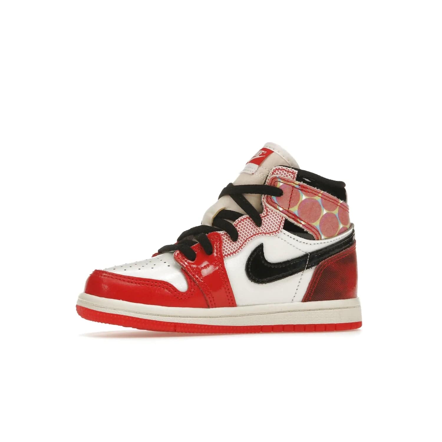 Jordan 1 High OG Spider-Man Across the Spider-Verse (TD) - Image 17 - Only at www.BallersClubKickz.com - The University Red/Black/White Spider-Man Across the Spider-Verse Air Jordan 1 High OG features bold accents and an eye-catching design. Releasing May 2023.