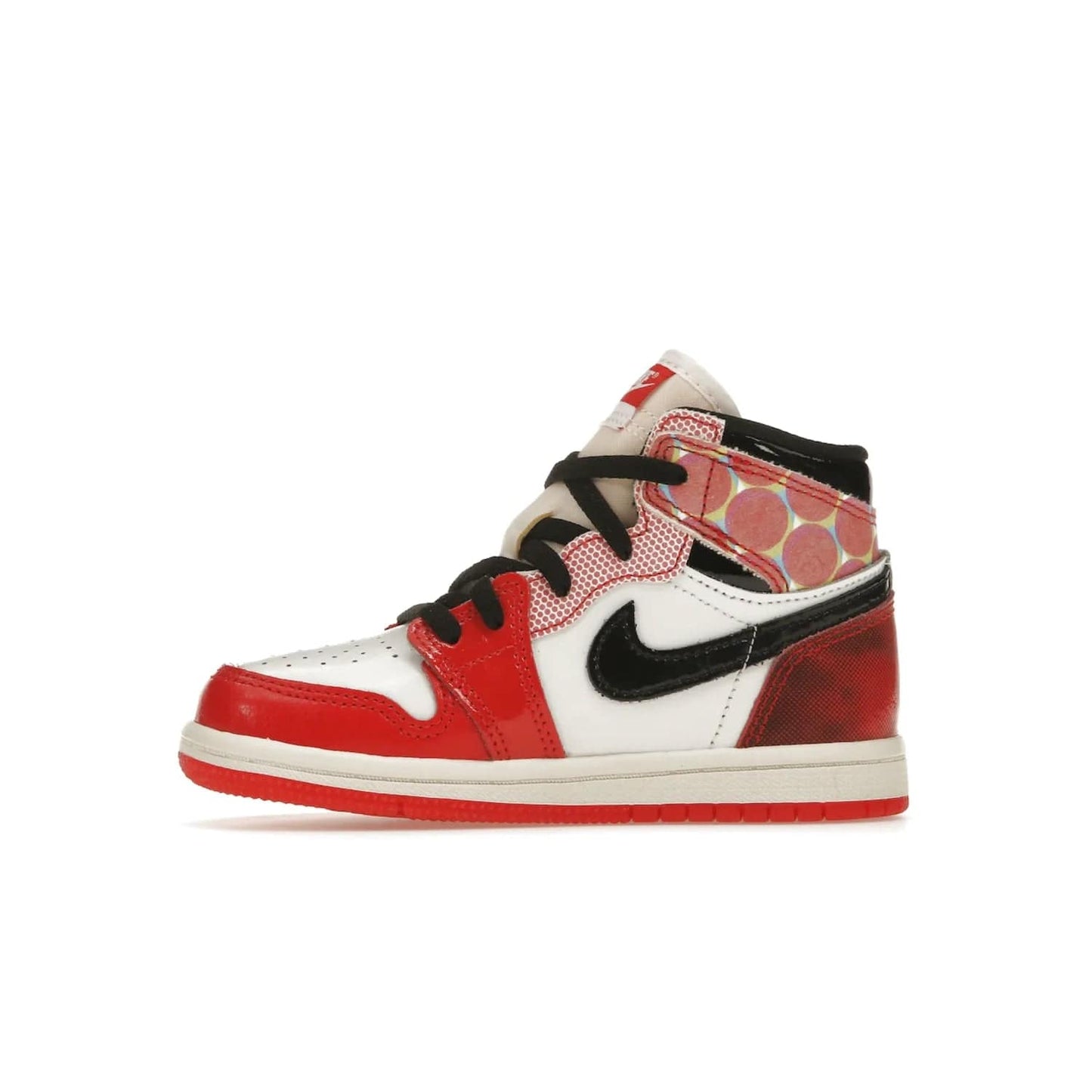 Jordan 1 High OG Spider-Man Across the Spider-Verse (TD) - Image 18 - Only at www.BallersClubKickz.com - The University Red/Black/White Spider-Man Across the Spider-Verse Air Jordan 1 High OG features bold accents and an eye-catching design. Releasing May 2023.
