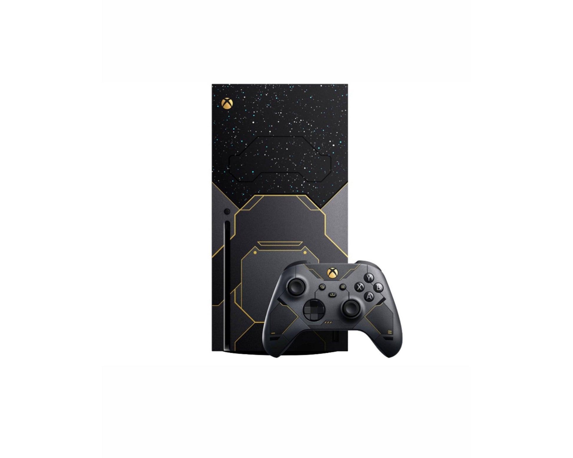 Microsoft Xbox Series X 1TB Halo Limited Edition Console Bundle US Plug - Only at www.BallersClubKickz.com - Take a look at this Microsoft Xbox Series X 1TB Halo Infinite Limited Edition Console Bundle. The Microsoft Xbox Series X 1TB Halo Infinite Limited Edition Console Bundle features a custom console and controller design inspired by the Zeta Halo ring in the new game. The console also features 1TB SSD. 