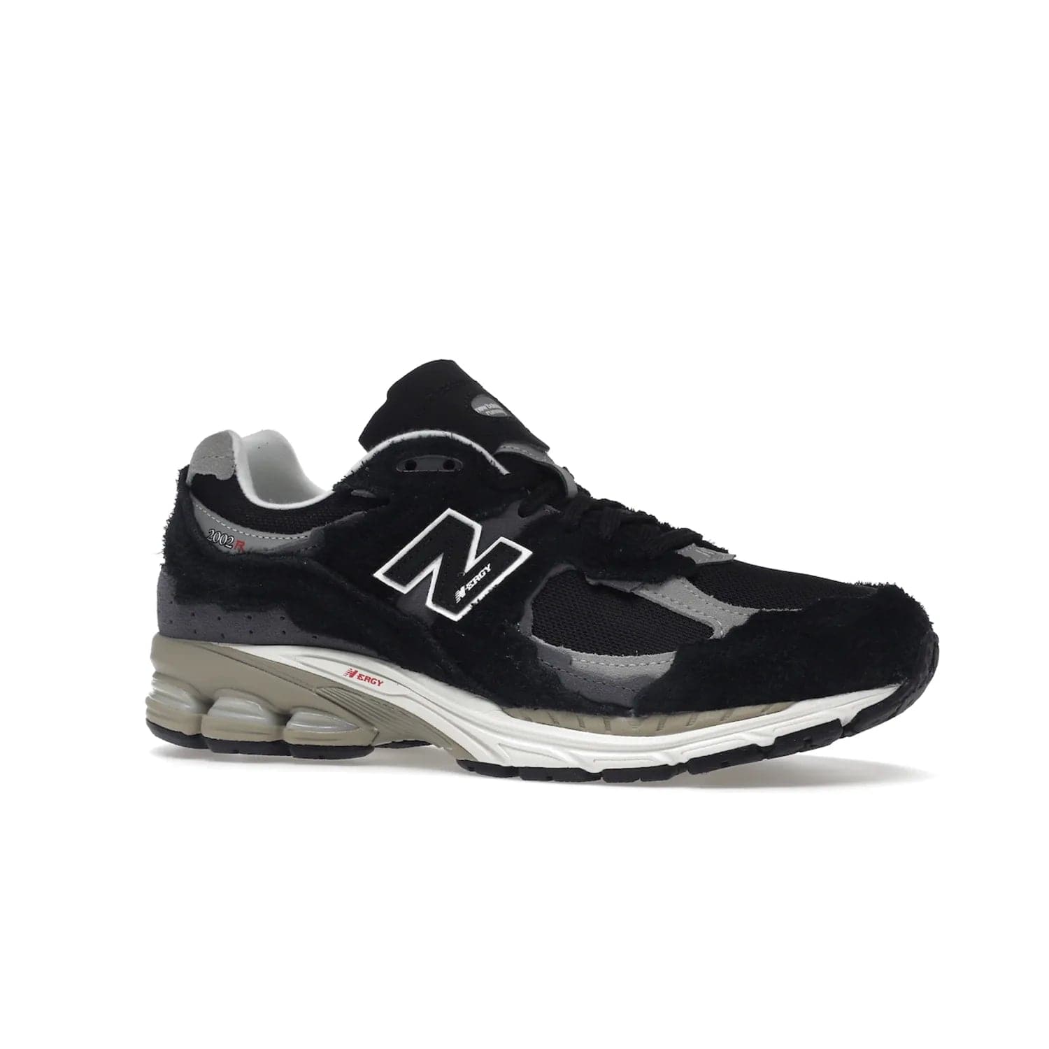 New Balance 2002R Protection Pack Black Grey - Image 3 - Only at www.BallersClubKickz.com - Look stylish in the New Balance 2002R Protection Pack Black Grey. Uppers constructed from premium materials like mesh and synthetic overlays. Iconic "N" emblem appears in white and black. ABZORB midsole for shock absorption and responsiveness. Black outsole for grip and traction. Lacing system offers customized fit and cushioned tongue and collar offer comfort and stability. Step up your style with this must-have