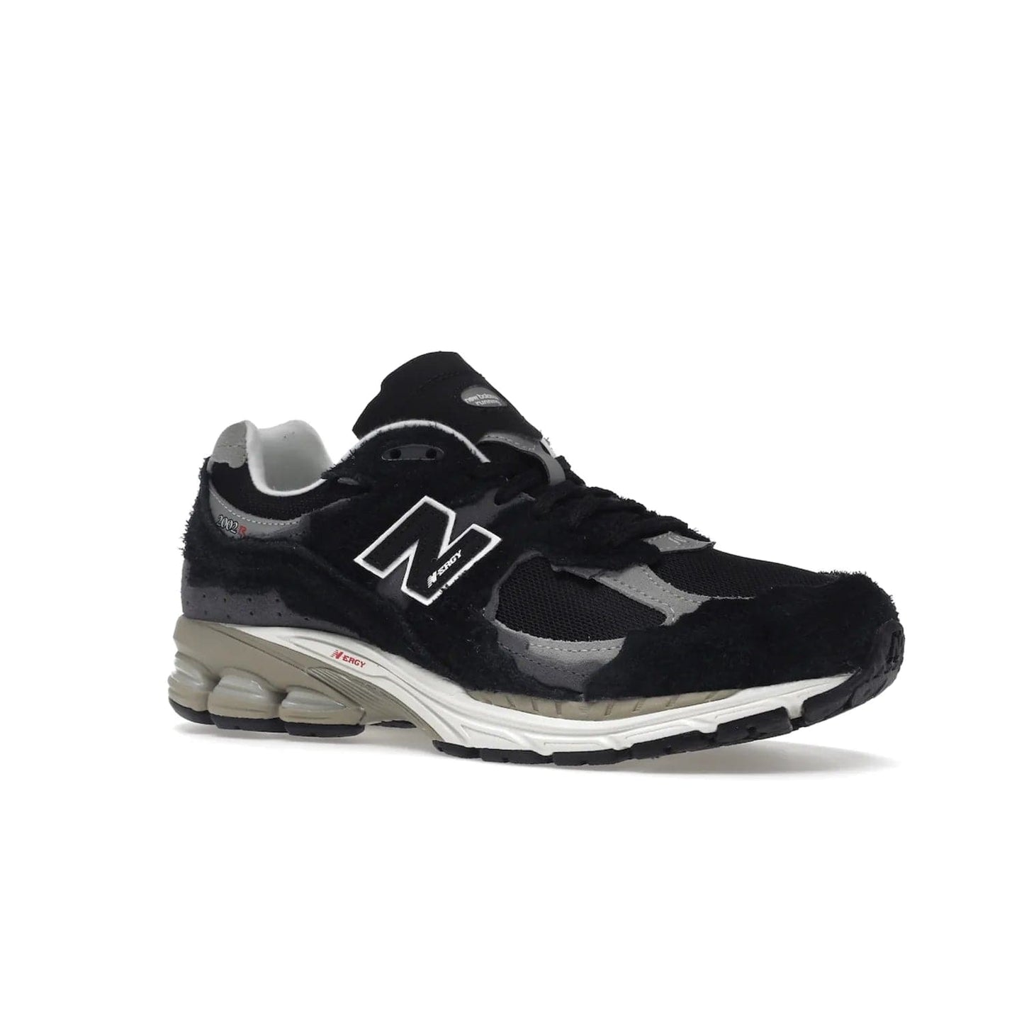 New Balance 2002R Protection Pack Black Grey - Image 4 - Only at www.BallersClubKickz.com - Look stylish in the New Balance 2002R Protection Pack Black Grey. Uppers constructed from premium materials like mesh and synthetic overlays. Iconic "N" emblem appears in white and black. ABZORB midsole for shock absorption and responsiveness. Black outsole for grip and traction. Lacing system offers customized fit and cushioned tongue and collar offer comfort and stability. Step up your style with this must-have