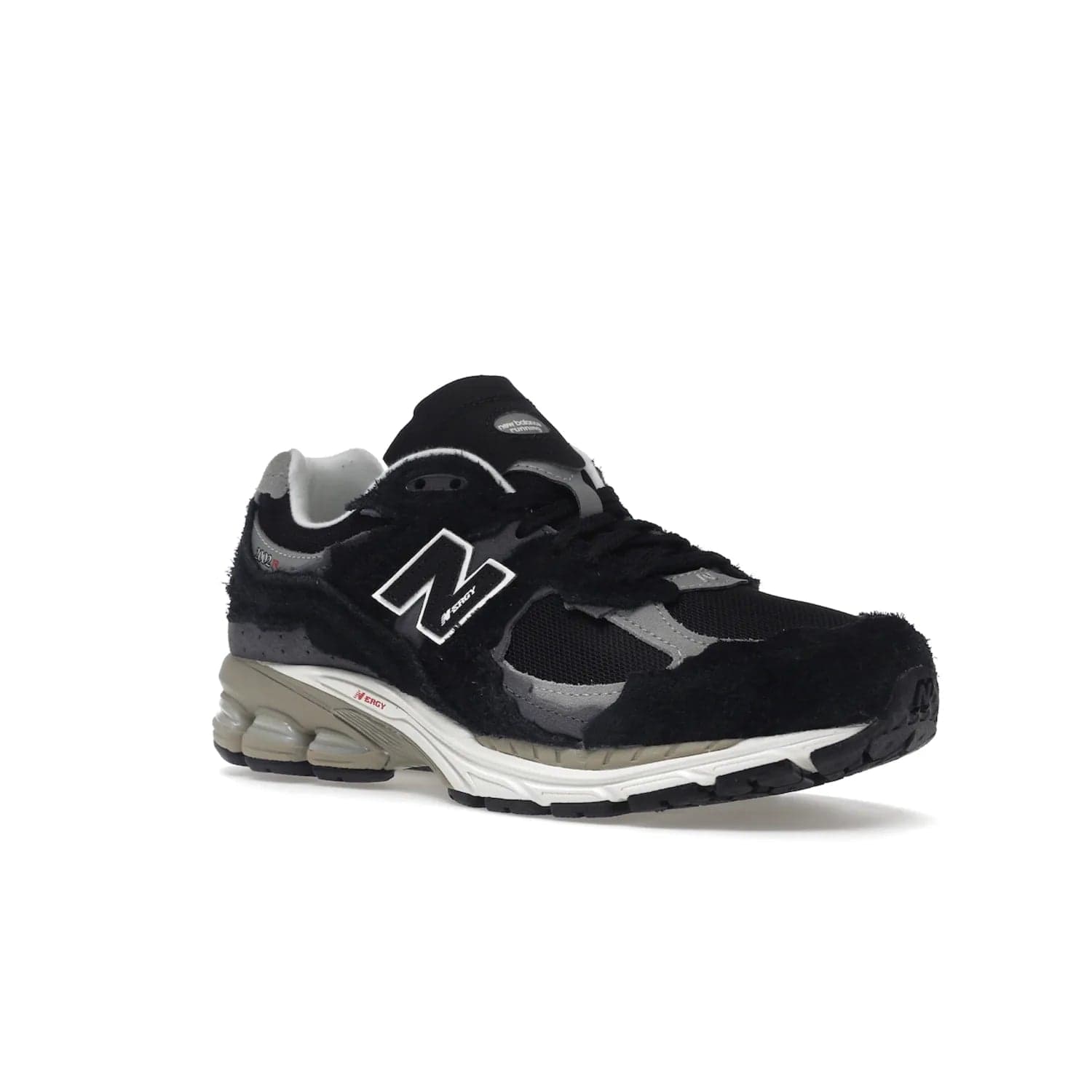 New Balance 2002R Protection Pack Black Grey - Image 5 - Only at www.BallersClubKickz.com - Look stylish in the New Balance 2002R Protection Pack Black Grey. Uppers constructed from premium materials like mesh and synthetic overlays. Iconic "N" emblem appears in white and black. ABZORB midsole for shock absorption and responsiveness. Black outsole for grip and traction. Lacing system offers customized fit and cushioned tongue and collar offer comfort and stability. Step up your style with this must-have