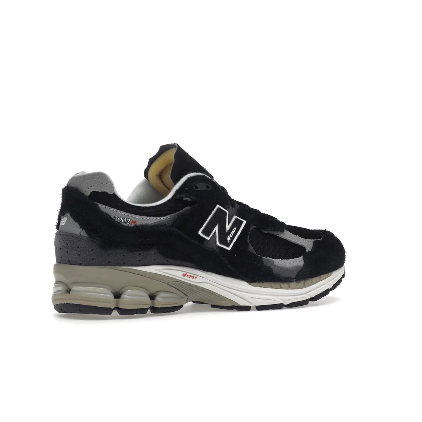 New Balance 2002R Protection Pack Black Grey - Image 34 - Only at www.BallersClubKickz.com - Look stylish in the New Balance 2002R Protection Pack Black Grey. Uppers constructed from premium materials like mesh and synthetic overlays. Iconic "N" emblem appears in white and black. ABZORB midsole for shock absorption and responsiveness. Black outsole for grip and traction. Lacing system offers customized fit and cushioned tongue and collar offer comfort and stability. Step up your style with this must-hav