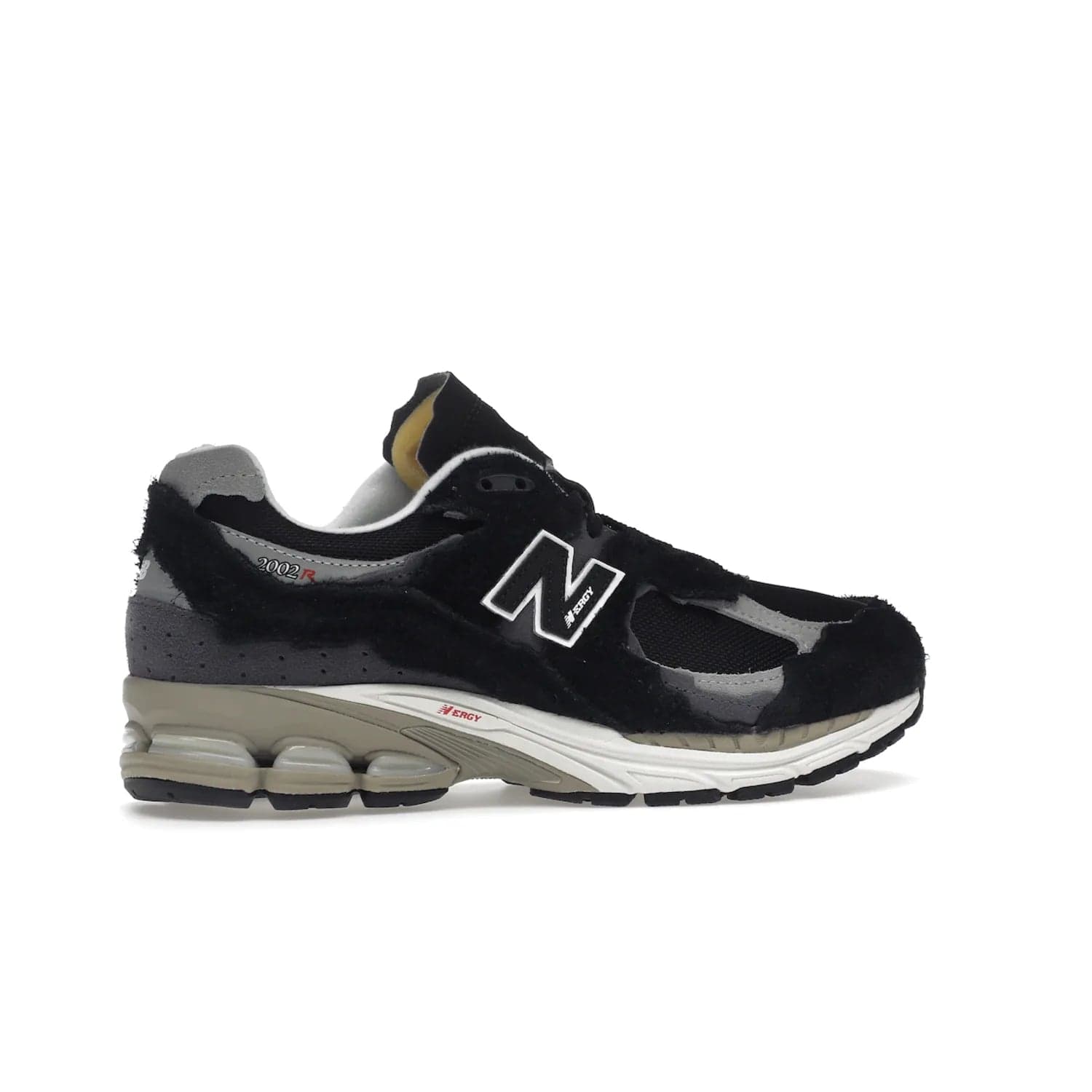 New Balance 2002R Protection Pack Black Grey - Image 35 - Only at www.BallersClubKickz.com - Look stylish in the New Balance 2002R Protection Pack Black Grey. Uppers constructed from premium materials like mesh and synthetic overlays. Iconic "N" emblem appears in white and black. ABZORB midsole for shock absorption and responsiveness. Black outsole for grip and traction. Lacing system offers customized fit and cushioned tongue and collar offer comfort and stability. Step up your style with this must-hav
