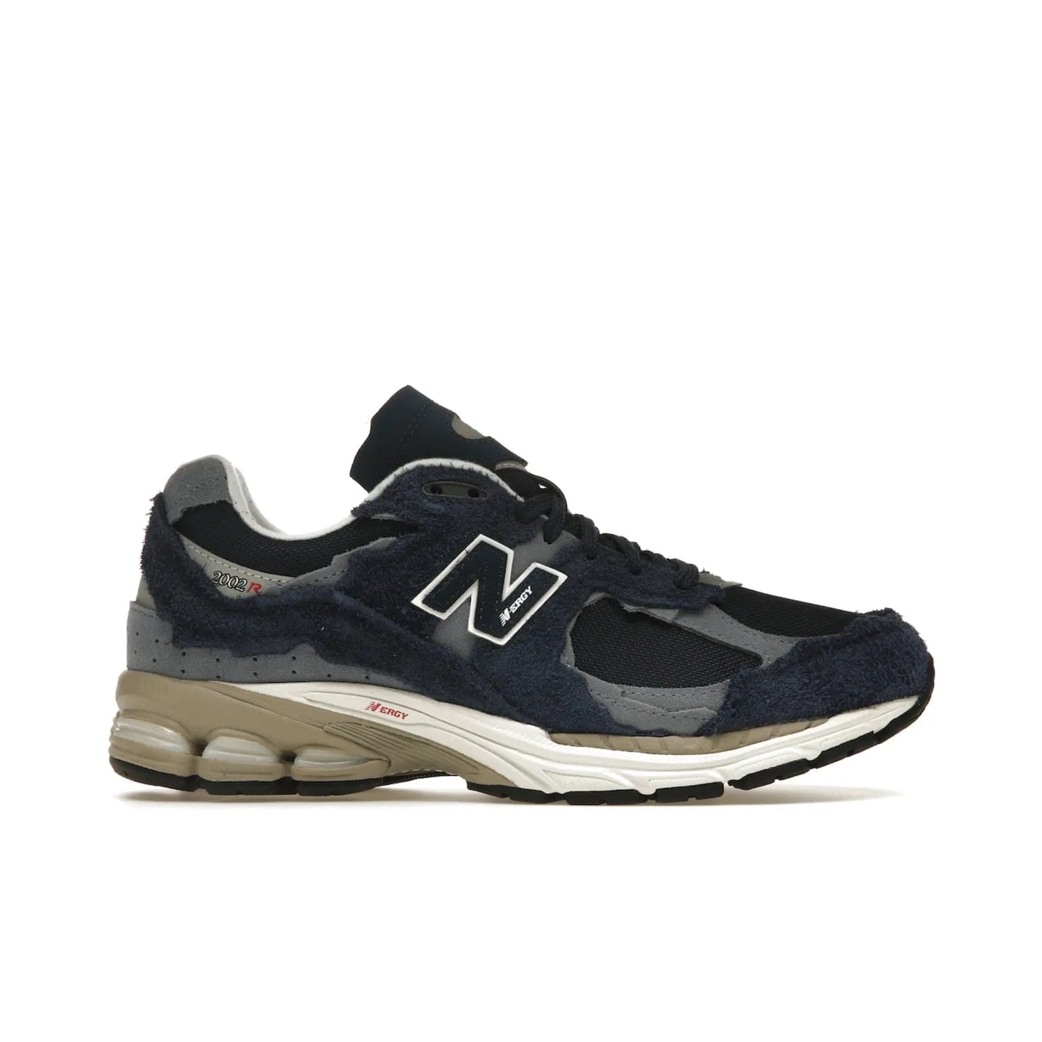 New Balance 2002R Protection Pack Navy Grey - Image 1 - Only at www.BallersClubKickz.com - Get the New Balance 2002R Protection Pack Navy Grey for a statement look. Crafted by Yue Wu, this sneaker features a mesh base, navy suede overlays, and a white and earth midsole. Released Feb 14, 2023.