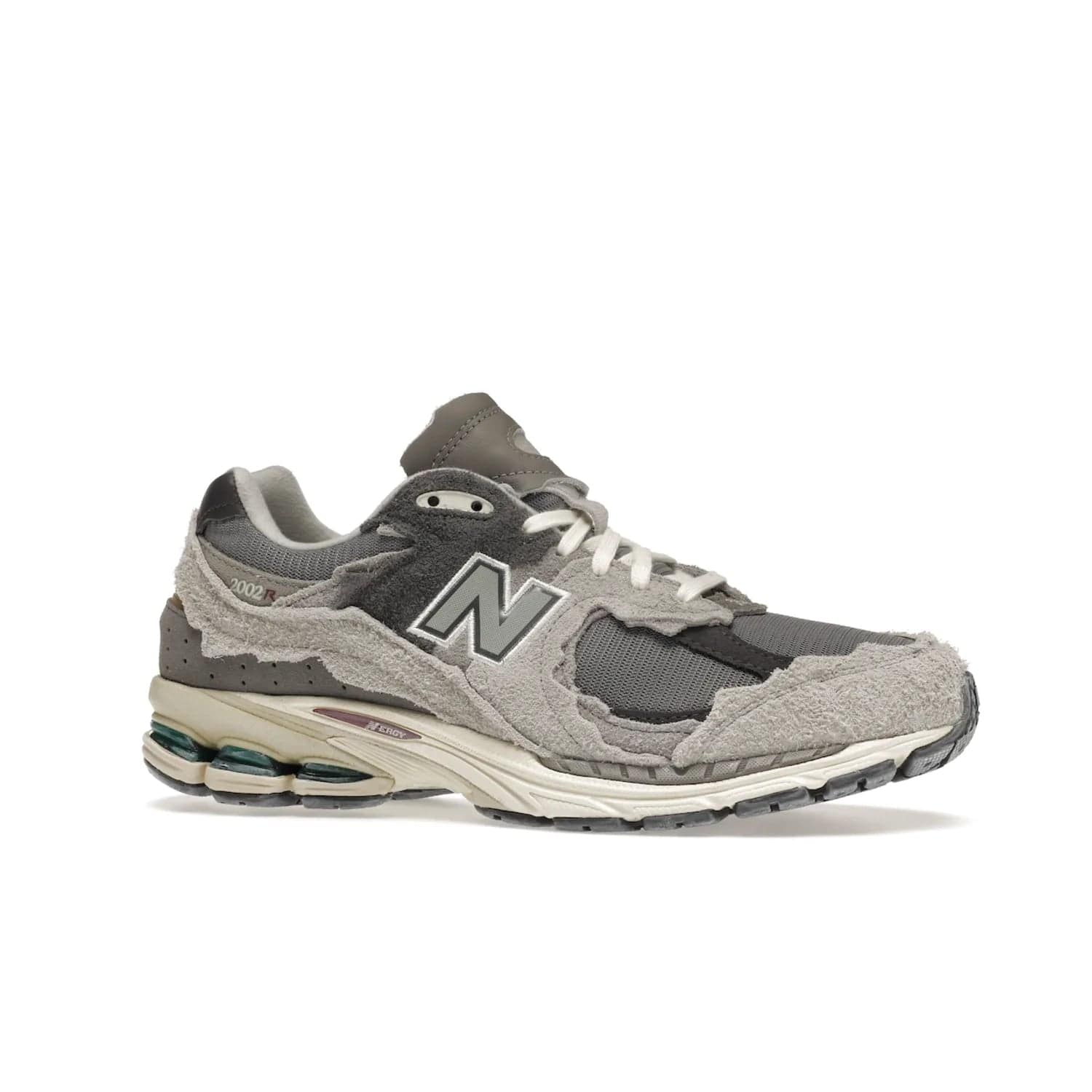 New Balance 2002R Protection Pack Rain Cloud - Image 3 - Only at www.BallersClubKickz.com - The New Balance 2002R Protection Pack Rain Cloud combines style and comfort. Featuring a grey mesh upper, jagged suede overlays and a reflective logo, a vibrant rain cloud motif on the heel stands out! Not just good-looking, the Nrgy midsole and soft grey outsole provide cushioning and comfort. Make a statement with the iconic New Balance 2002R Protection Pack Rain Cloud.