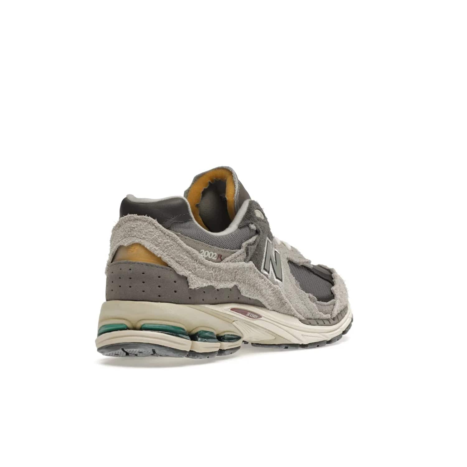New Balance 2002R Protection Pack Rain Cloud - Image 32 - Only at www.BallersClubKickz.com - The New Balance 2002R Protection Pack Rain Cloud combines style and comfort. Featuring a grey mesh upper, jagged suede overlays and a reflective logo, a vibrant rain cloud motif on the heel stands out! Not just good-looking, the Nrgy midsole and soft grey outsole provide cushioning and comfort. Make a statement with the iconic New Balance 2002R Protection Pack Rain Cloud.