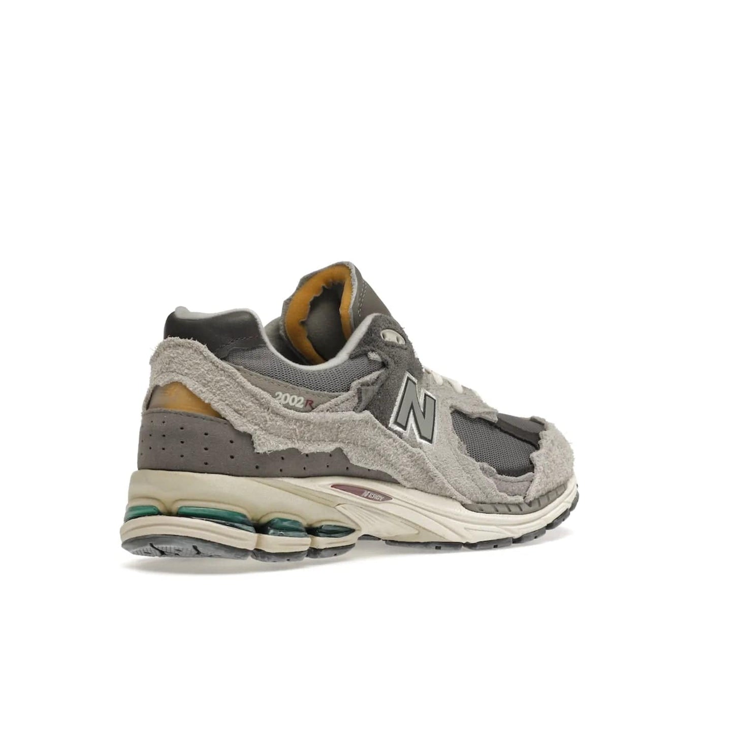 New Balance 2002R Protection Pack Rain Cloud - Image 33 - Only at www.BallersClubKickz.com - The New Balance 2002R Protection Pack Rain Cloud combines style and comfort. Featuring a grey mesh upper, jagged suede overlays and a reflective logo, a vibrant rain cloud motif on the heel stands out! Not just good-looking, the Nrgy midsole and soft grey outsole provide cushioning and comfort. Make a statement with the iconic New Balance 2002R Protection Pack Rain Cloud.