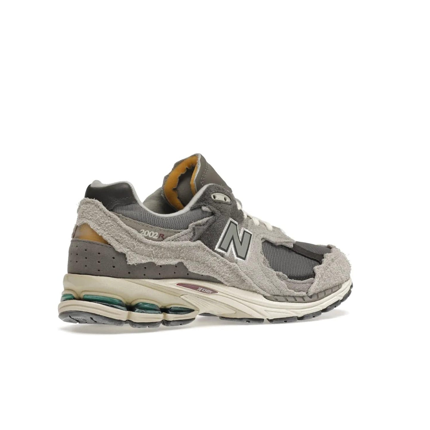 New Balance 2002R Protection Pack Rain Cloud - Image 34 - Only at www.BallersClubKickz.com - The New Balance 2002R Protection Pack Rain Cloud combines style and comfort. Featuring a grey mesh upper, jagged suede overlays and a reflective logo, a vibrant rain cloud motif on the heel stands out! Not just good-looking, the Nrgy midsole and soft grey outsole provide cushioning and comfort. Make a statement with the iconic New Balance 2002R Protection Pack Rain Cloud.