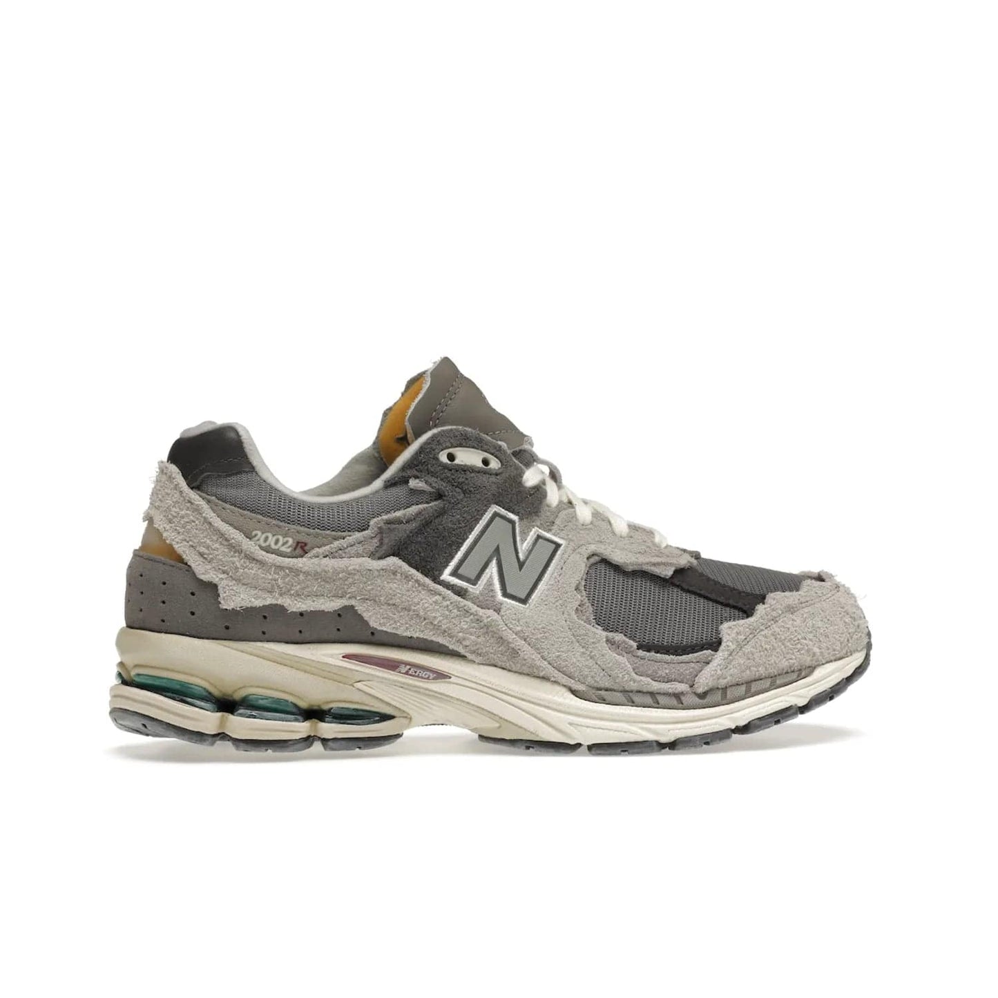 New Balance 2002R Protection Pack Rain Cloud - Image 36 - Only at www.BallersClubKickz.com - The New Balance 2002R Protection Pack Rain Cloud combines style and comfort. Featuring a grey mesh upper, jagged suede overlays and a reflective logo, a vibrant rain cloud motif on the heel stands out! Not just good-looking, the Nrgy midsole and soft grey outsole provide cushioning and comfort. Make a statement with the iconic New Balance 2002R Protection Pack Rain Cloud.