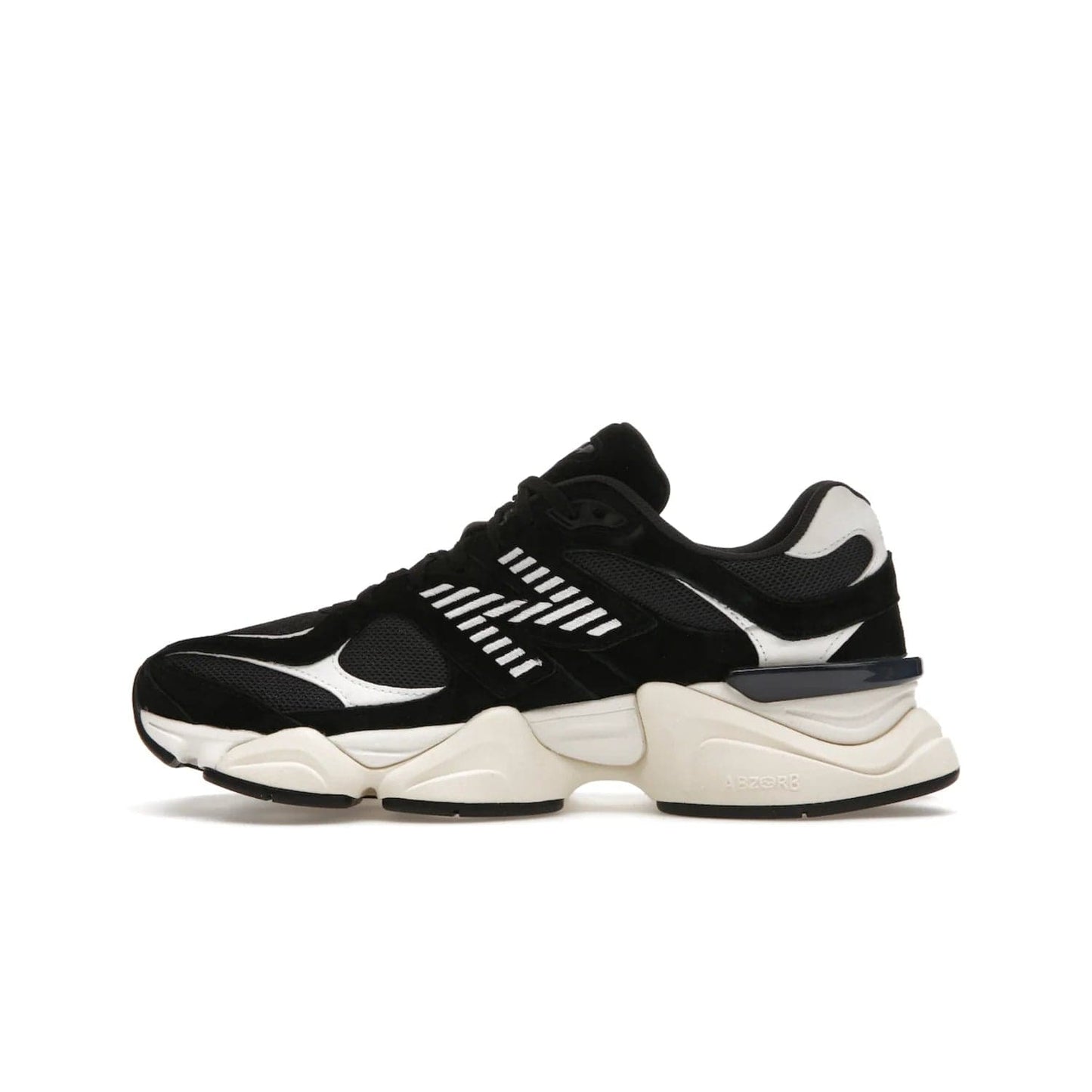 New Balance 9060 Black White - Image 19 - Only at www.BallersClubKickz.com - New Balance 9060 Black White: a sleek black upper with white and black accents, ABZORB cushioning, and improved traction and stability. Get your pair now for just $150.