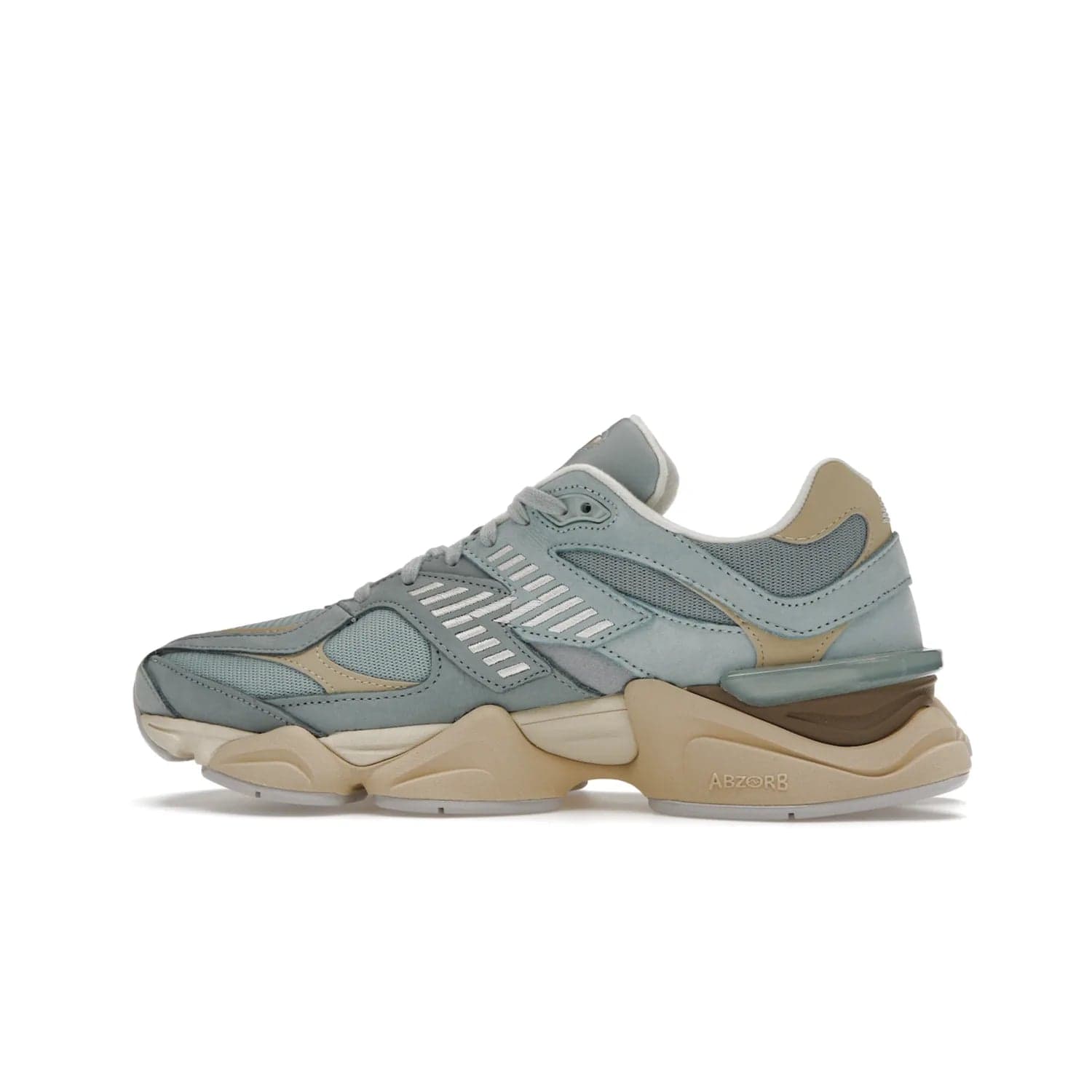 New Balance 9060 Blue Haze - Image 20 - Only at www.BallersClubKickz.com - The New Balance 9060 Blue Haze combines blue haze and beige colors to create a classic silhouette. Breathable upper, EVA and rubber midsole, rubber outsole, and "N" branding complete the design. Released February 3, 2023.