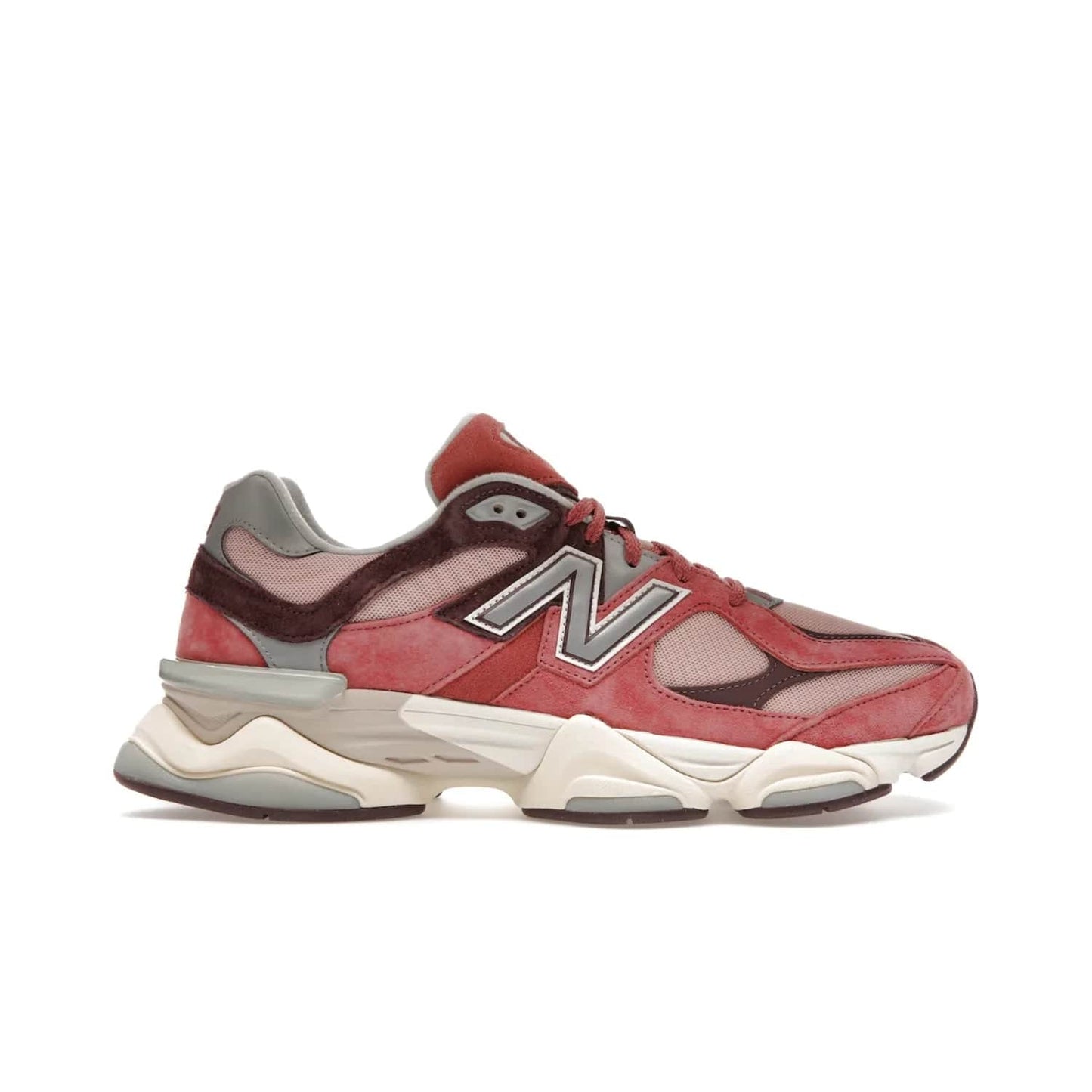 New Balance 9060 Cherry Blossom - Image 1 - Only at www.BallersClubKickz.com - The New Balance 9060 Cherry Blossom: Mineral Red, Truffle, and Rain Cloud tones with silver-tone N symbols, semi-transparent CR equipment, and more. Celebrate the cherry blossom festival in style - released March 4th, 2023.