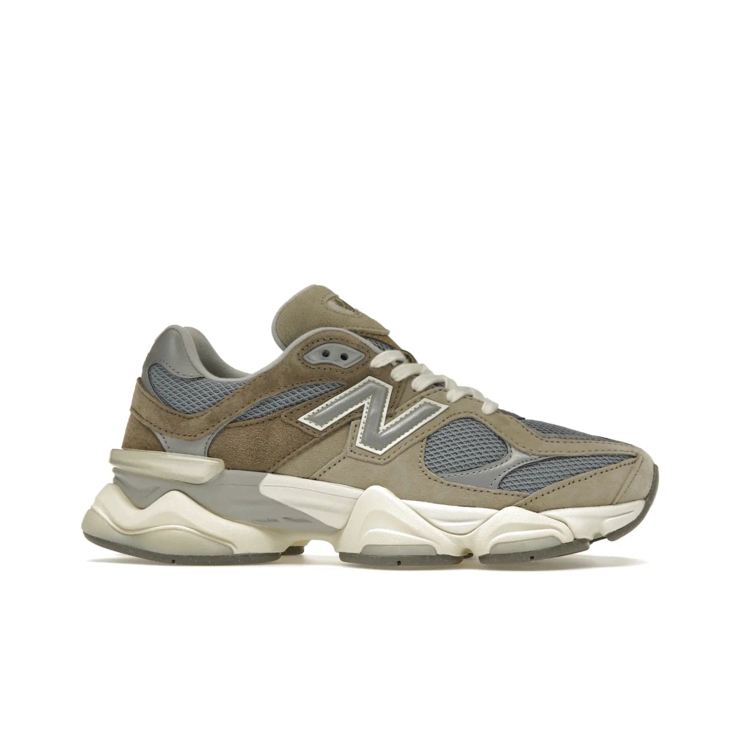 New Balance 9060 Mushroom - Image 2 - Only at www.BallersClubKickz.com - Get the New Balance 9060 Mushroom in stylish aluminum and mushroom tones. Featuring a porous mesh fabric with multiple suede overlays, a grey N symbol and rugged off-white/grey sole. Shop now and make a statement.