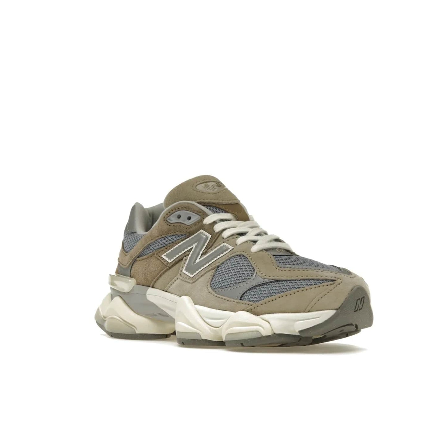 New Balance 9060 Mushroom - Image 6 - Only at www.BallersClubKickz.com - Get the New Balance 9060 Mushroom in stylish aluminum and mushroom tones. Featuring a porous mesh fabric with multiple suede overlays, a grey N symbol and rugged off-white/grey sole. Shop now and make a statement.