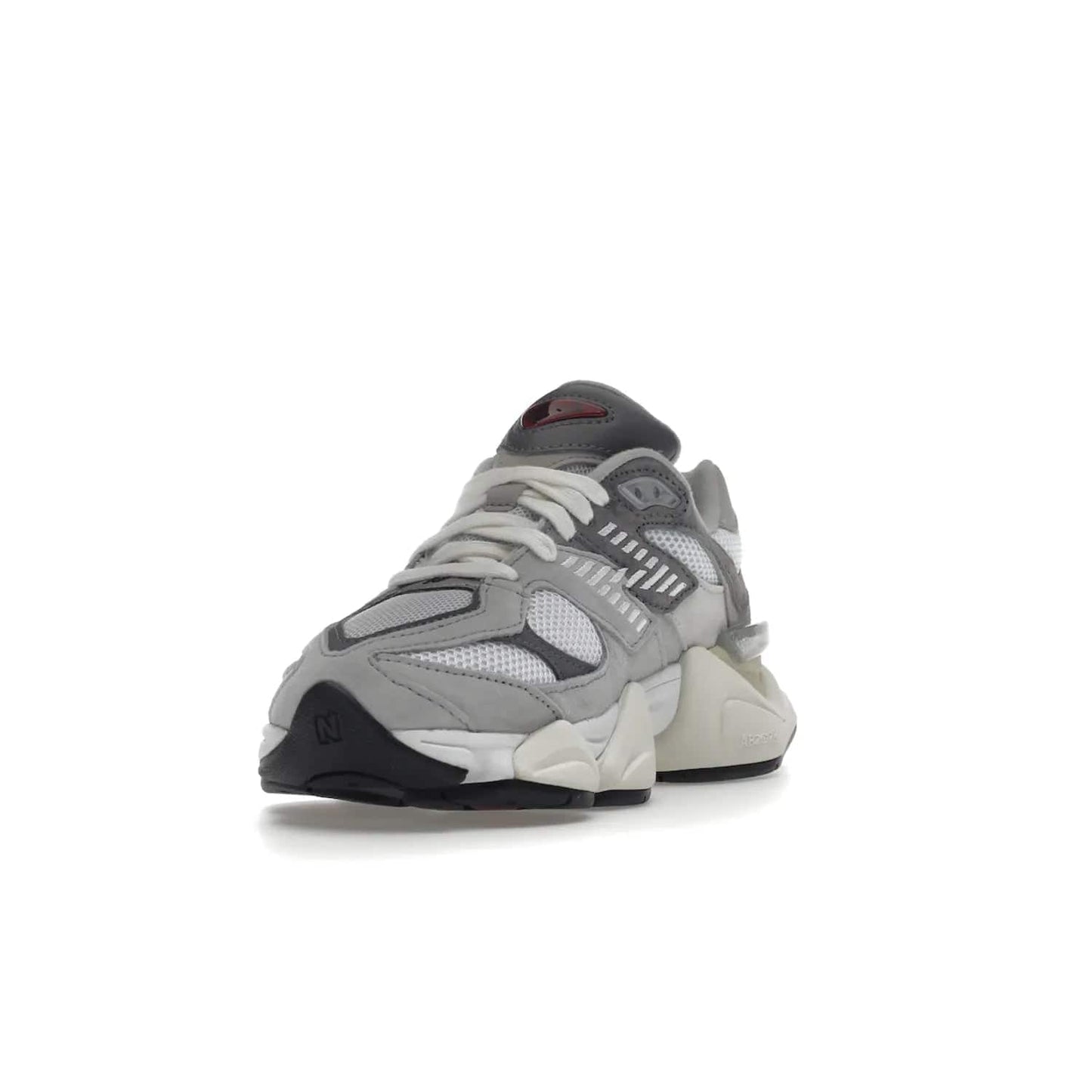 New Balance 9060 Rain Cloud Grey - Image 13 - Only at www.BallersClubKickz.com - New Balance 9060 Rain Cloud Grey is an early 2000s design with grey and off-white tones. Pigskin suede, mesh, and silver accents. "N" emblem and dual-density midsole on diamond outsole. ABZORB technology cushioning. September 2nd release for $150.