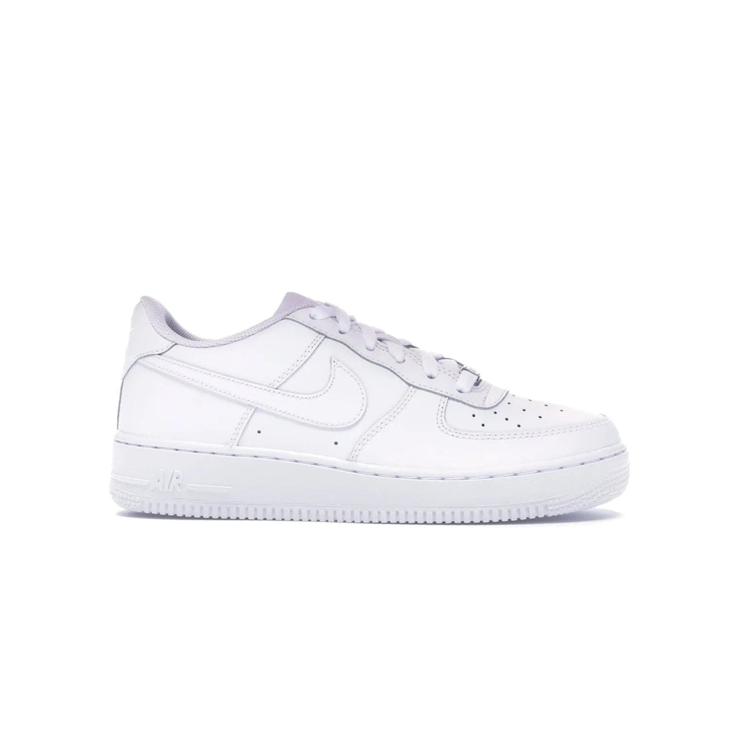 Nike Air Force 1 Low White (GS) - Image 2 - Only at www.BallersClubKickz.com - Grab the Nike Air Force 1 Low White (GS) for your mini-me. Clean all-white upper, modern cushioning & traction. Originally released Jan 2014.