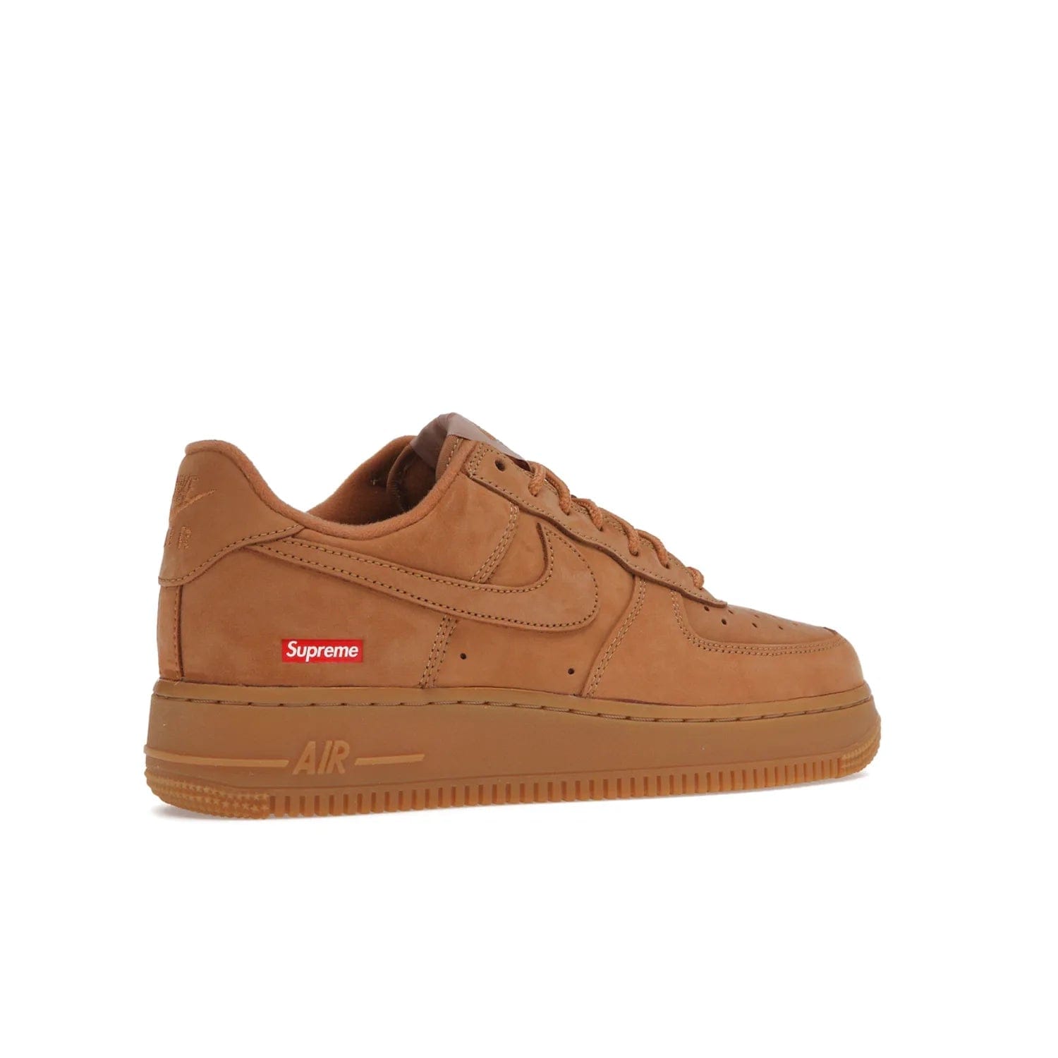 Nike Air Force 1 Low SP Supreme Wheat - Image 34 - Only at www.BallersClubKickz.com - A luxe Flax Durabuck upper and Supreme Box Logo insignias on the lateral heels make the Nike Air Force 1 Low SP Supreme Wheat a stylish lifestyle shoe. Matching Flax Air sole adds a classic touch to this collaboration between Nike and Supreme. Make a statement with this edition of the classic Air Force 1 Low.